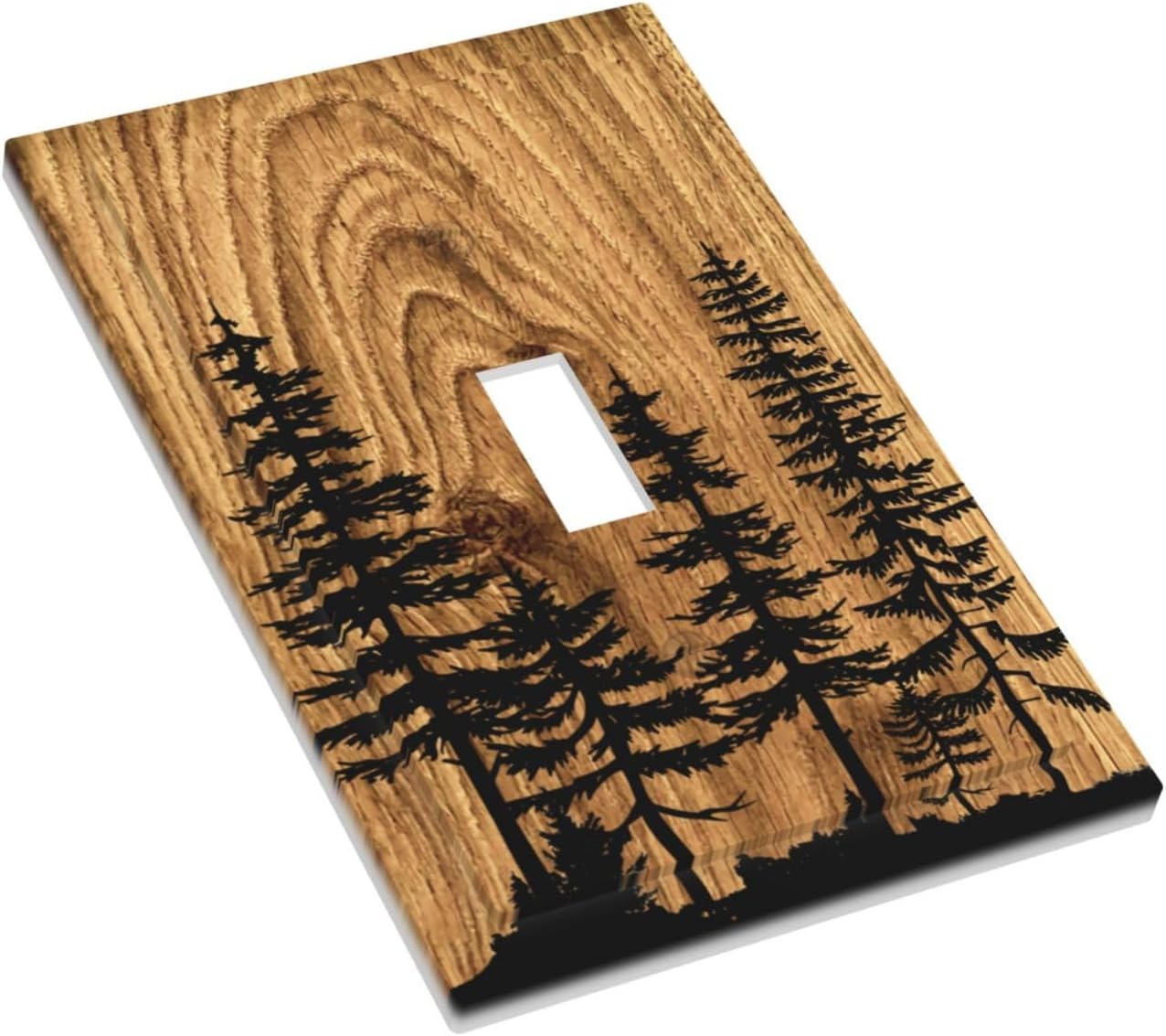 Farmhouse Brown Pine Tree Wood Grain Single Toggle Light Switch Plates Outlet Covers Rustic Country Decorative 1 Gang Wall Plate Switchplate for Bathroom Home Decor Accessories image 3