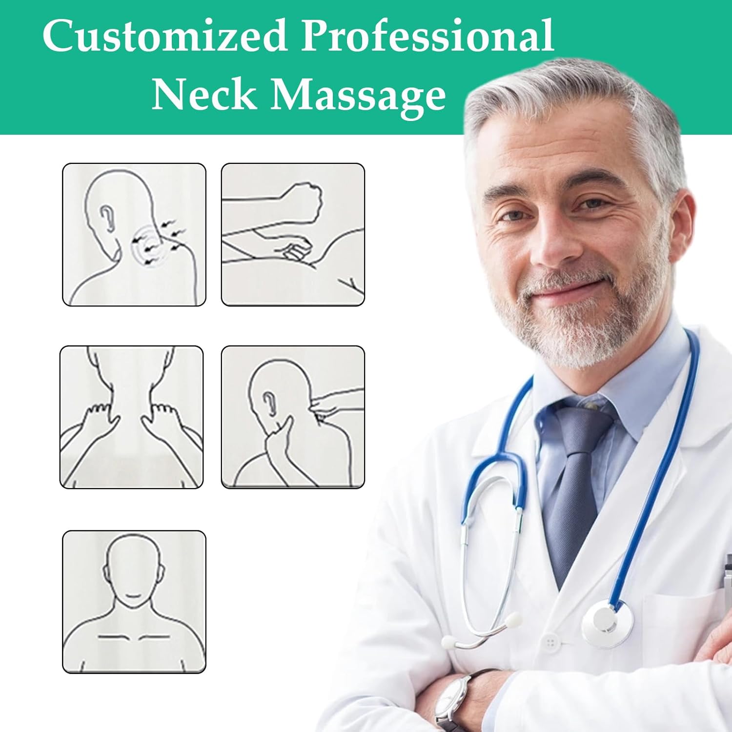 Vitality Magic Pro 2.0 Neck Massager - Therapeutic Massager【4 Heated Heads】【6 Massage Modes】【14 Adjustable Gears】 Ergonomic Design, Portable, Lightweight (1 PC)