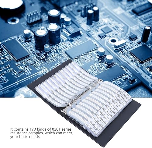 Miniatura 2 de Serie 0201 Resistores Sample Book Kit de resistencias 170 Resistencias de valor Componentes electrónicos Surtido Carpeta Valor de resistencia Rango