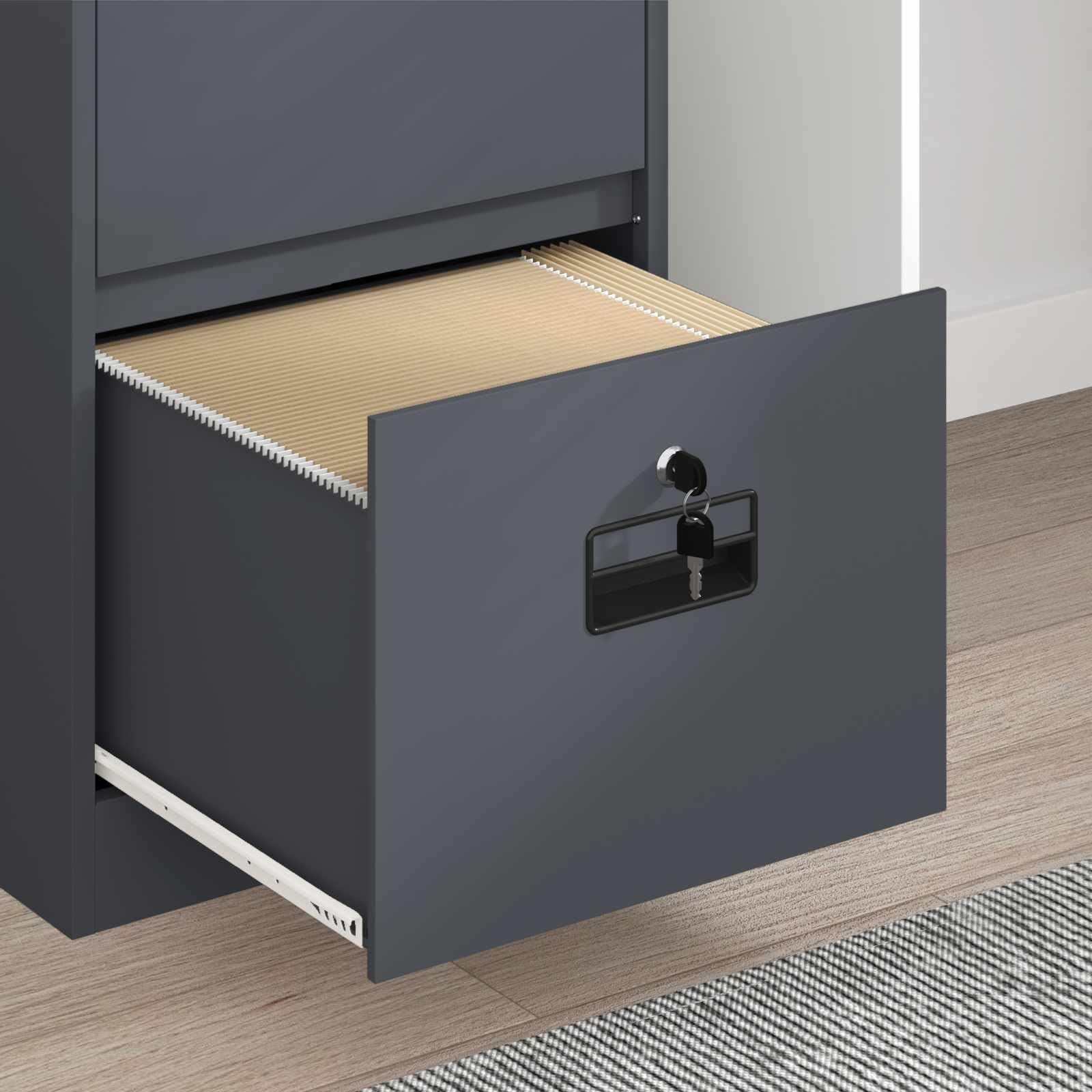 Armoire de Rangement en Acier laminé à Froid avec tiroirs Anthracite 45,5 x 42 x 74,5 cm Meuble Bureau sécurisé pour Documents et vêtements