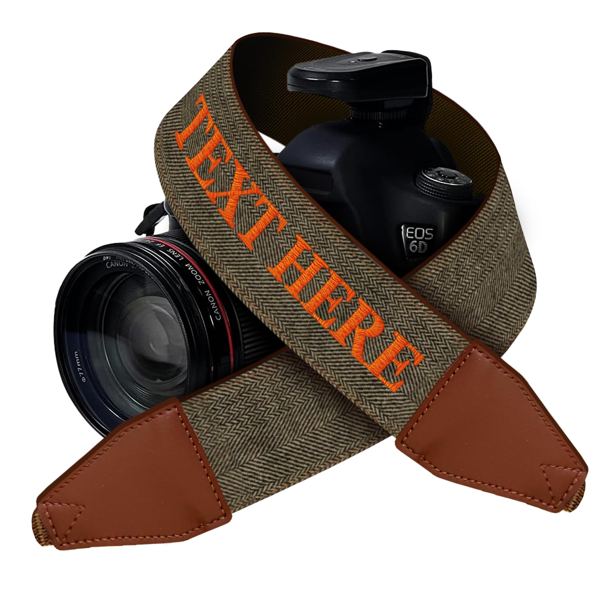 Custom Camera Strap, Embroidered Name Camera Strap Padded Universal Fit Neck Shoulder & Crossbody Strap Quick Release For DSLR/SLR/Mirrorless Canon Nikon Sony Compatible Photographers Gift - Brown