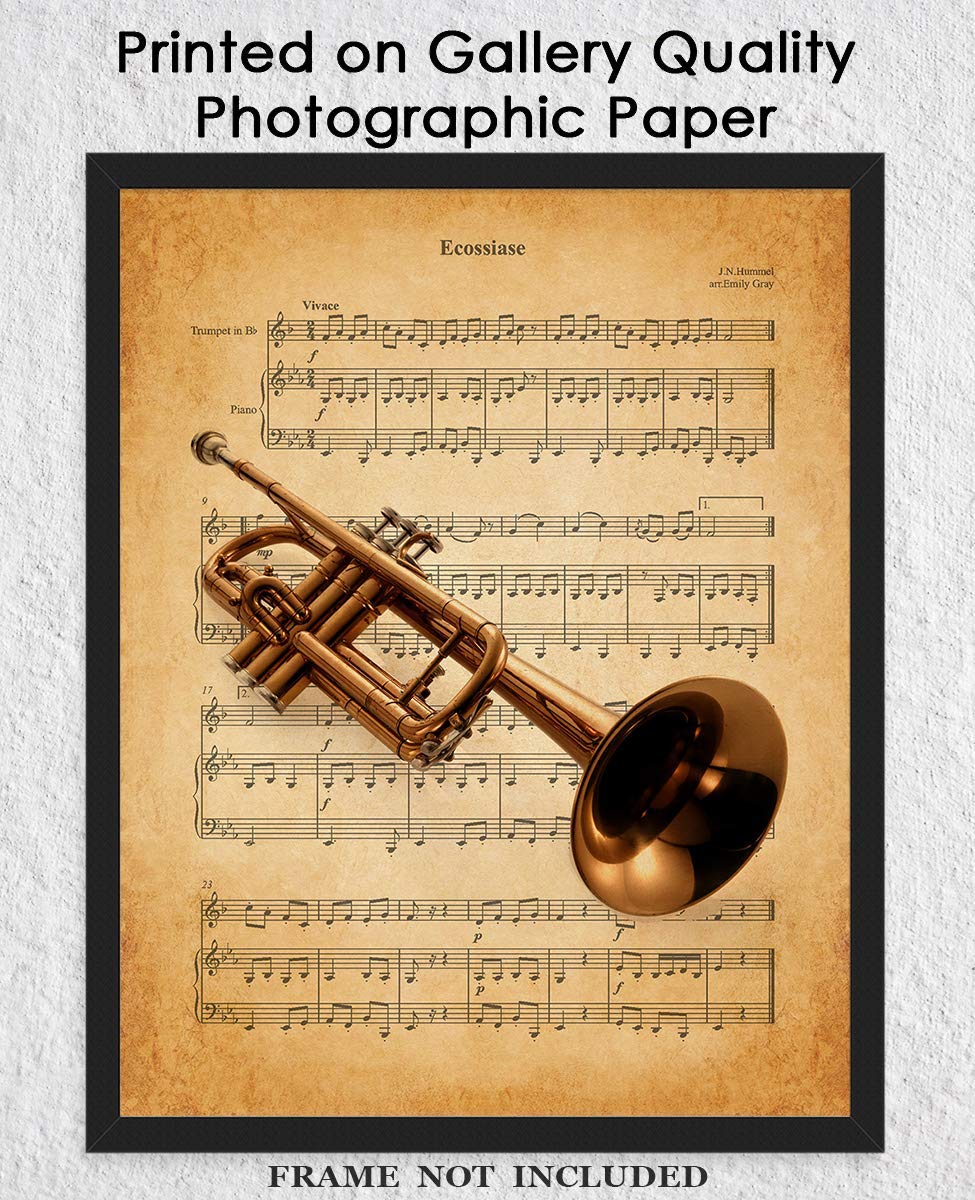 Amazon.com: Vintage Trumpet Ecossiase Music Sheet: Aesthetic Wall