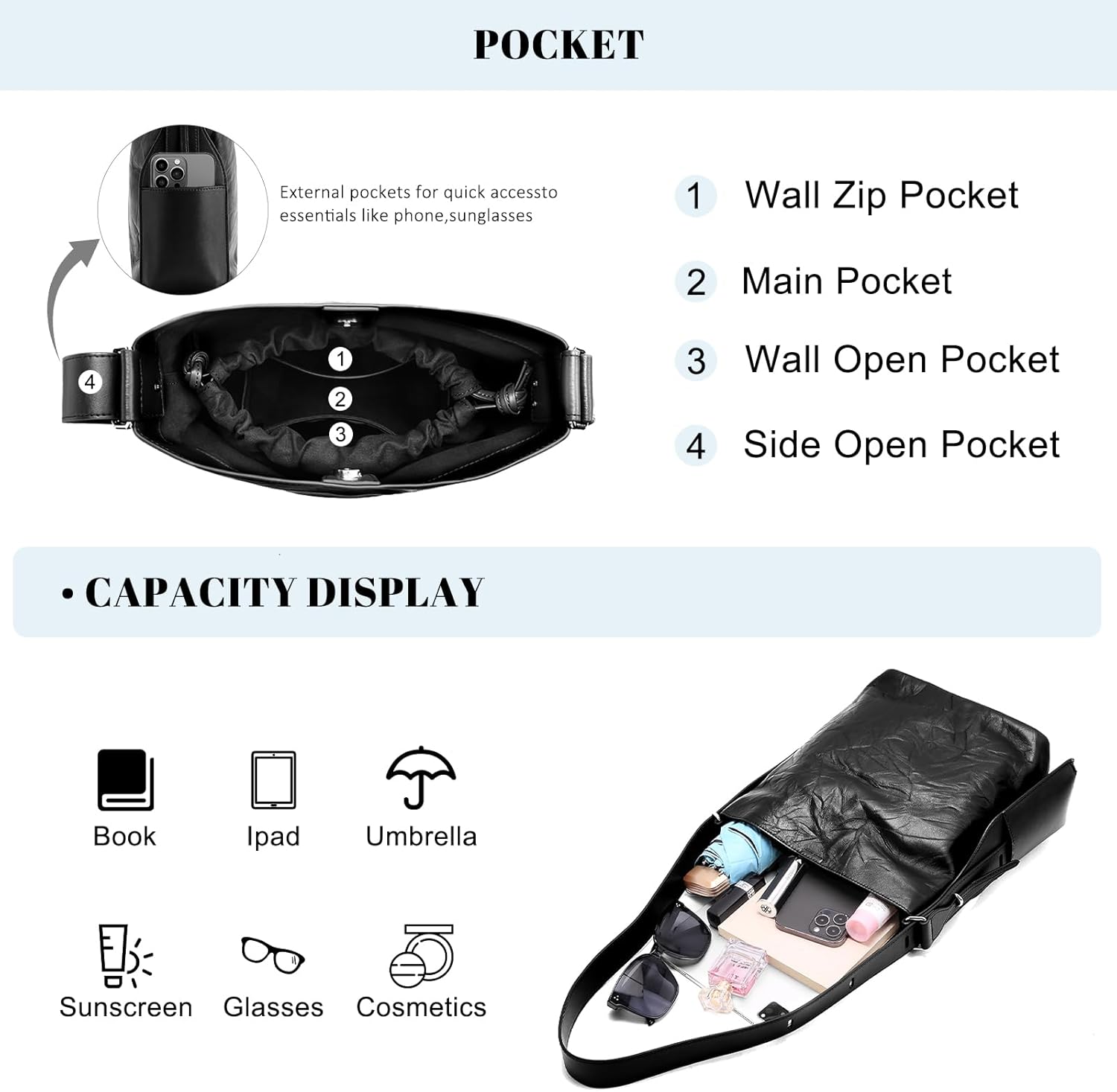 Genuine Leather Crossbody Bag, Trendy Shoulder Purse with Wide Strap, Large Casual Designer Handbag - Image 7