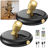 Rechargeable Battery LED Spotlight Indoor: Wireless Mini Art Accent Spot Lights with Timer Remote - Small Dimmable Uplight for Plants Display Painting Dartboard Artwork Portrait Closet
