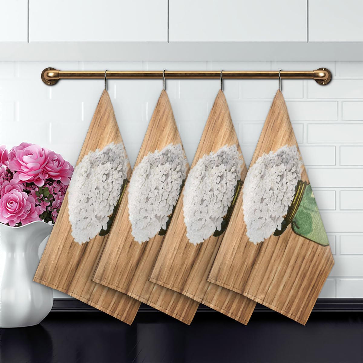Strofinaccio floreale con ortensie blu, decorazione primaverile per la cucina - Italia