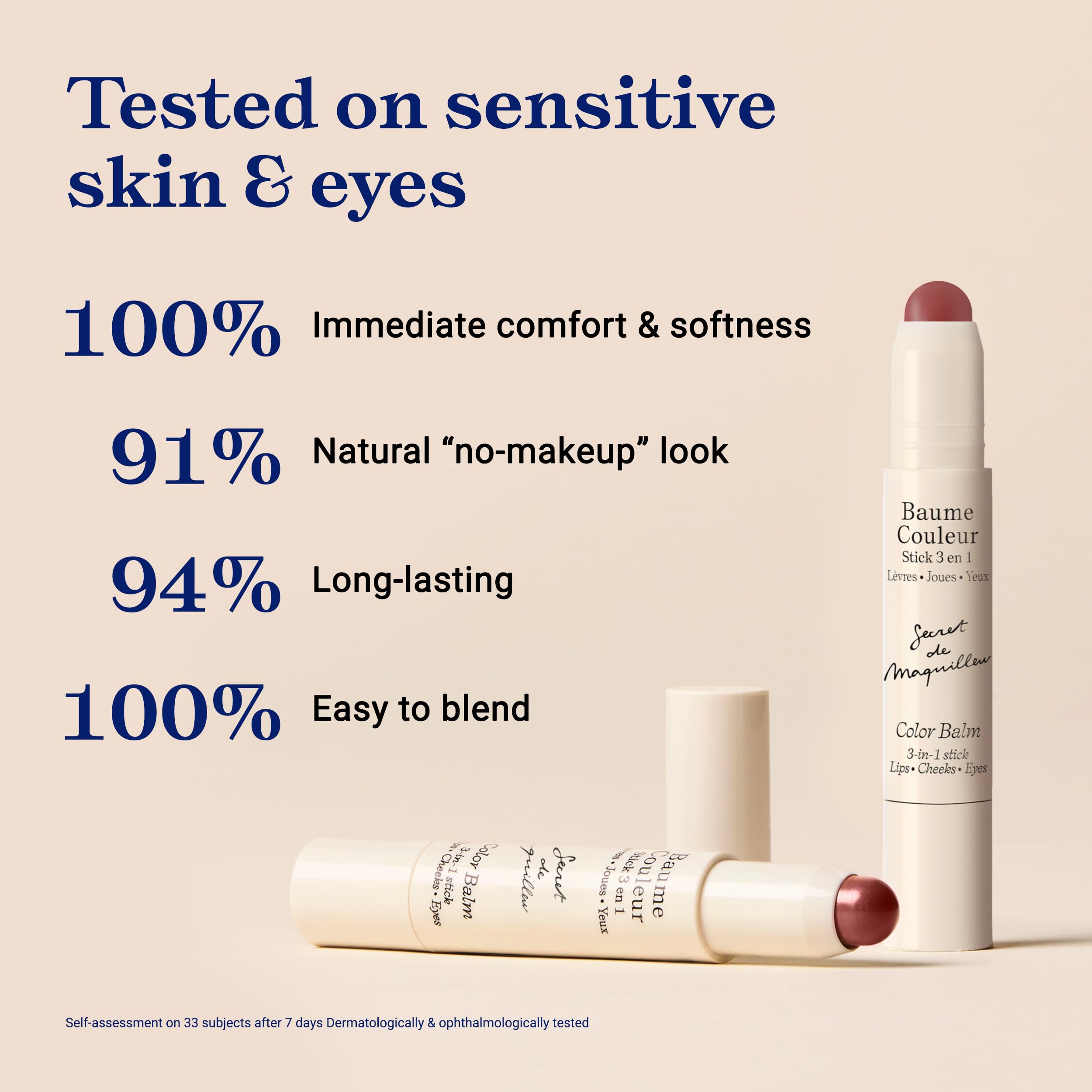 Embryolisse Color Balm 3-in-1 Stick, Mocha, Multi-Use Tint for Eyes Lips & Cheeks, Hydrating Balm with Centella Asiatica & Aloe Vera, Vegan, Fragrance Free, 0.08 oz