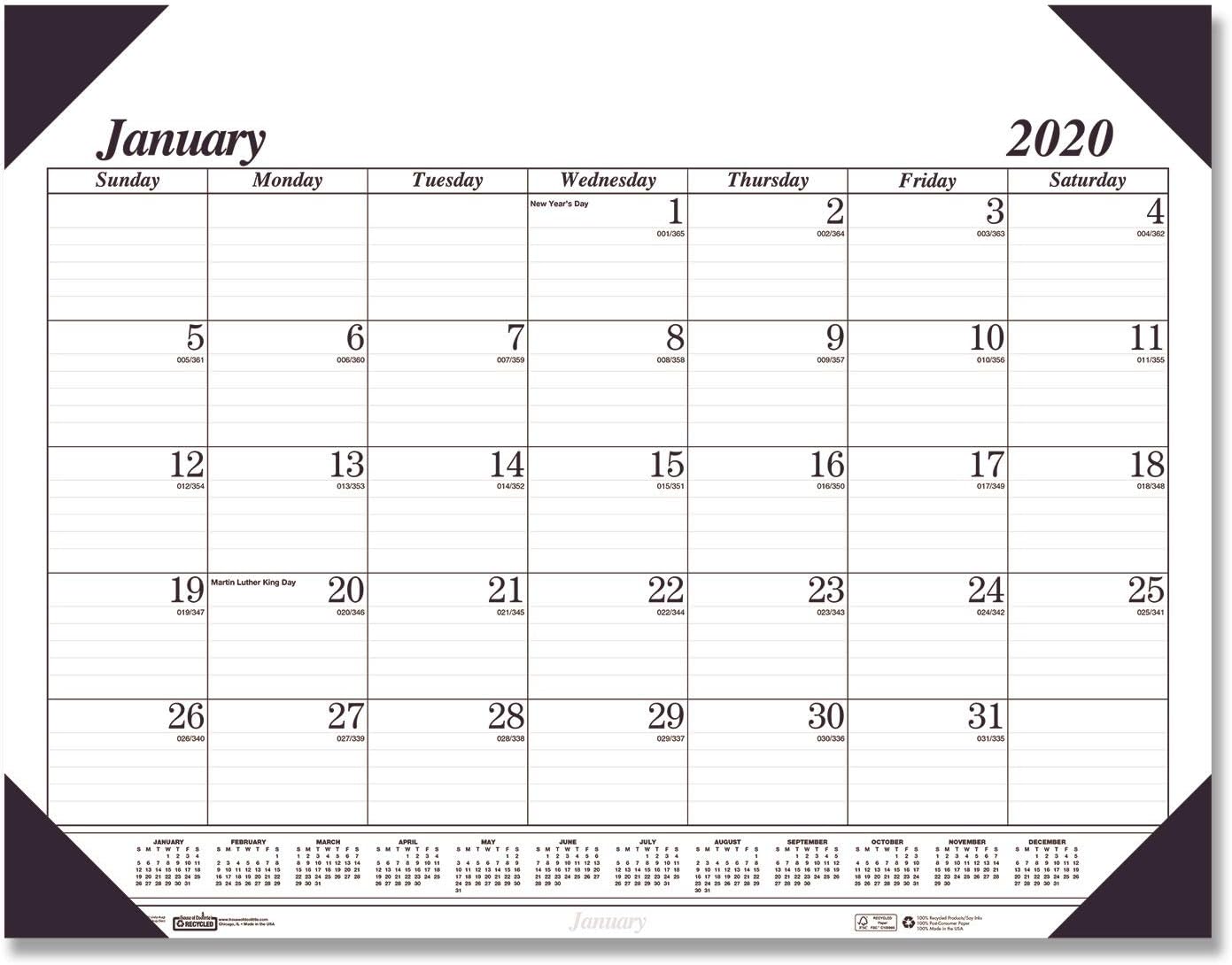House of Doolittle 124 Recycled One-Color Refillable Monthly Desk Pad Calendar, 22 x 17, 2020