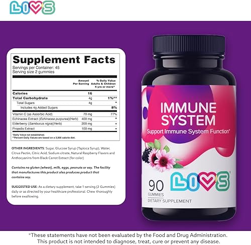Miniatura 5 de LIVS Gomitas de saúco para el sistema inmunológico para adultos y niños  Suplemento avanzado de apoyo inmunológico con vitamina C, equinácea y