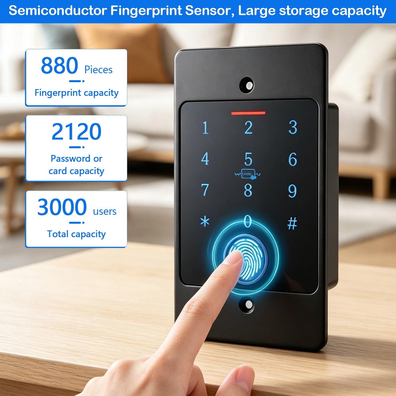 Cerradura inteligente, con huella dactilar y contraseña, gestión de contraseñas por app, sistema de cerradura electrónica para puerta principal, para hogar escuela hotel y empresa