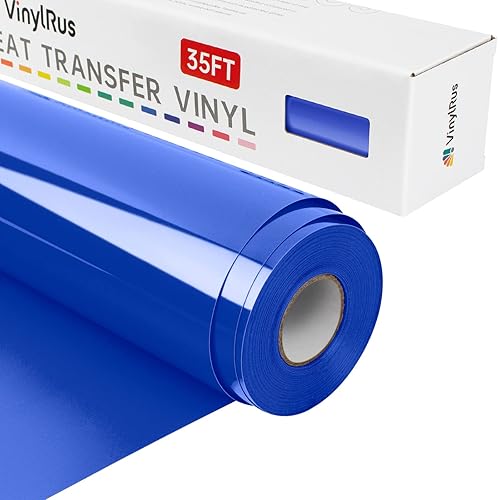 VinylRus Vinilo de transferencia de calor, rollo de vinilo para planchar de 12 pulgadas x 35 pies, color azul rey para camisas, vinilo HTV para