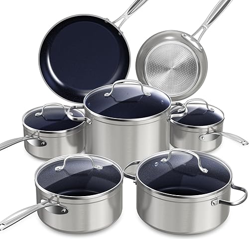Miniatura 10 de Nuwave Healthy Duralon - Juego de utensilios de cocina con revestimiento antiadherente de cerámica azul, resistente a los arañazos, sin PTFE y PFOA,