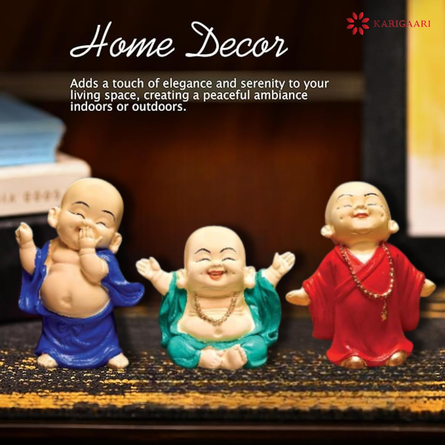 Laughing Buddha Figurines - Set of 3 -7 Laughing Buddha Figurines - Set of 3 -7