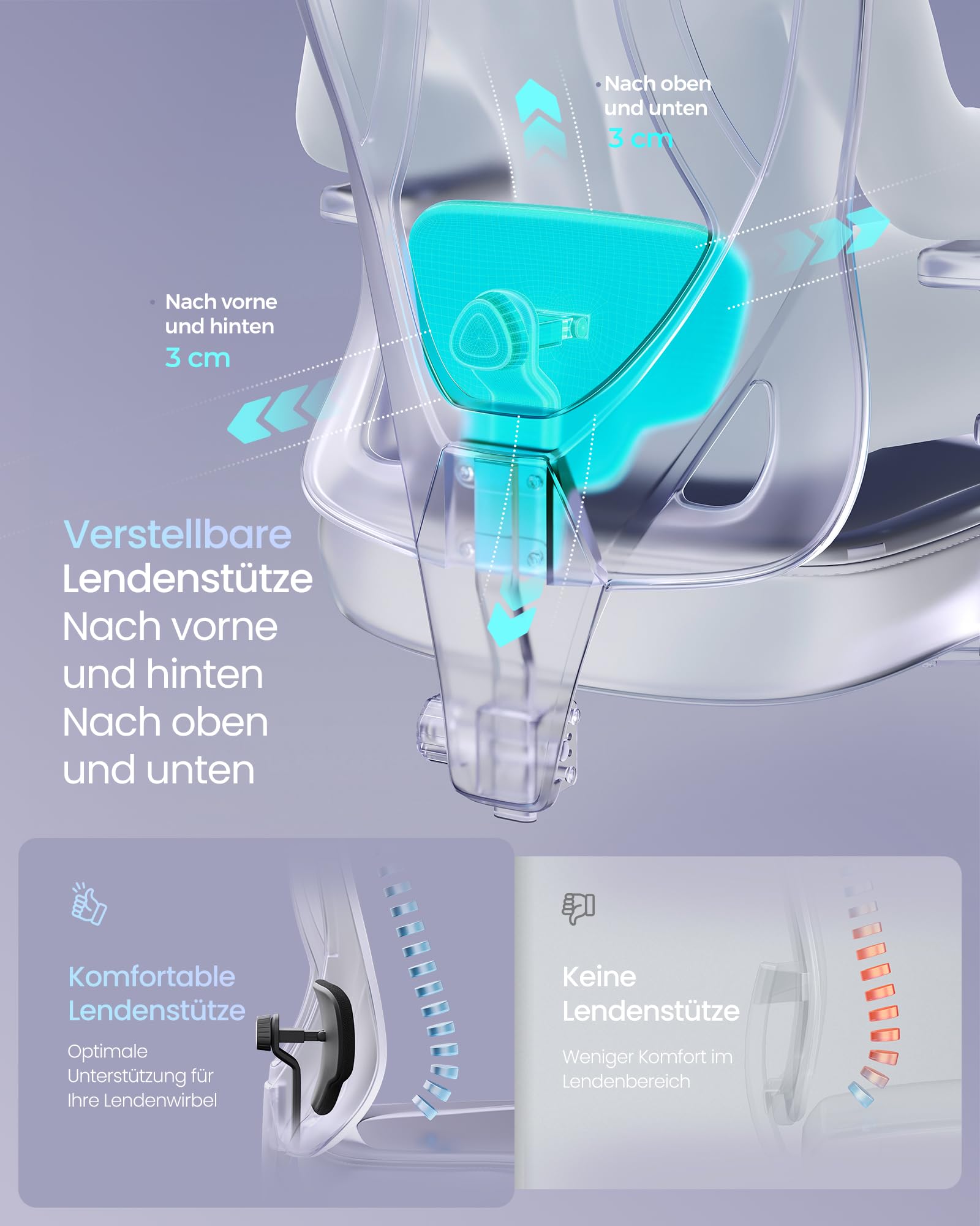 SONGMICS Bürostuhl ergonomisch, Schreibtischstuhl, Gaming-Stuhl, verstellbare Lenden-, Kopfstütze, Armlehnen, für Verschiedene Körpergröße, bis zu 150 kg belastbar, tintenschwarz OBN067BH01