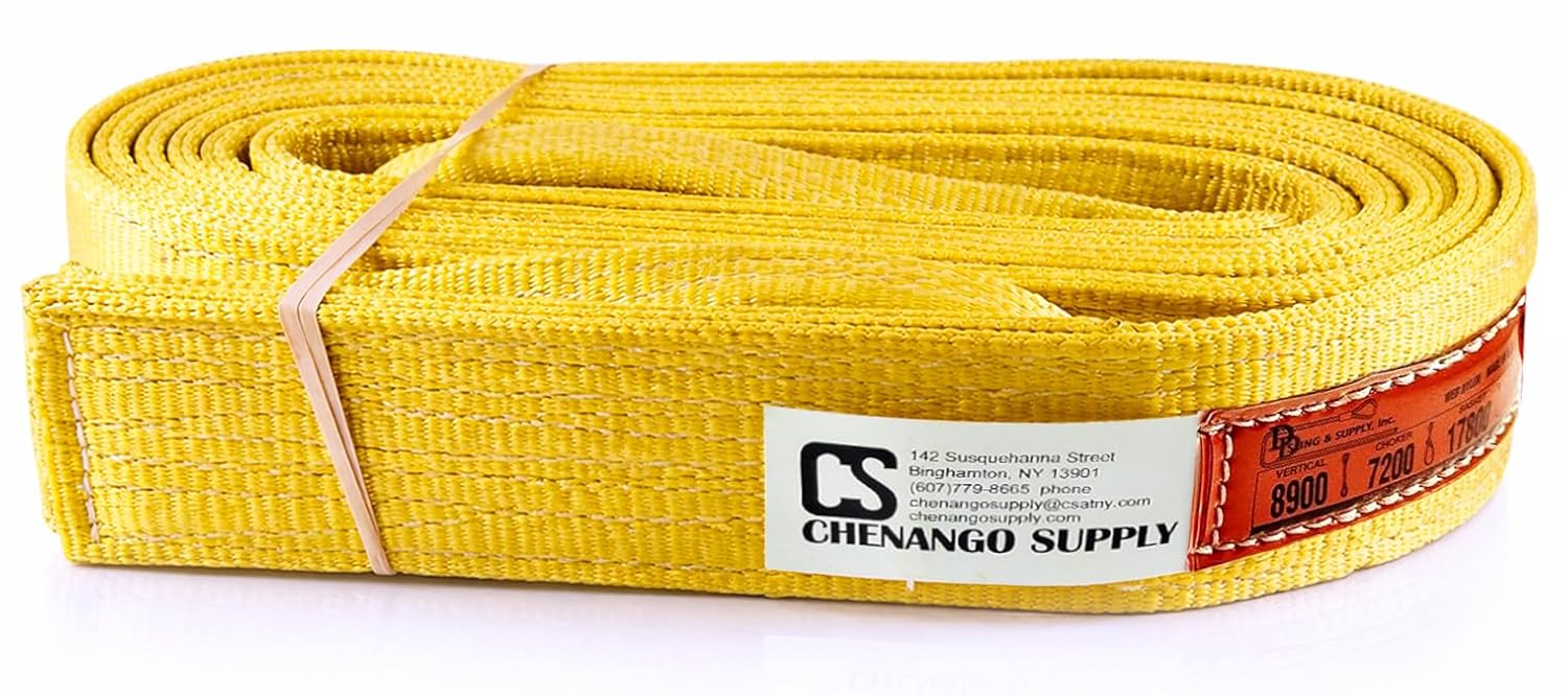 DD Sling 3 Inch x 20 Foot Nylon Lifting Sling – USA Made, 8,900 lb Vertical, 7,200 lb Choker, 17,800 lb Basket – 2-Ply Heavy Duty 900 Webbing, Type 3 Flat Eye & Eye Rigging Sling