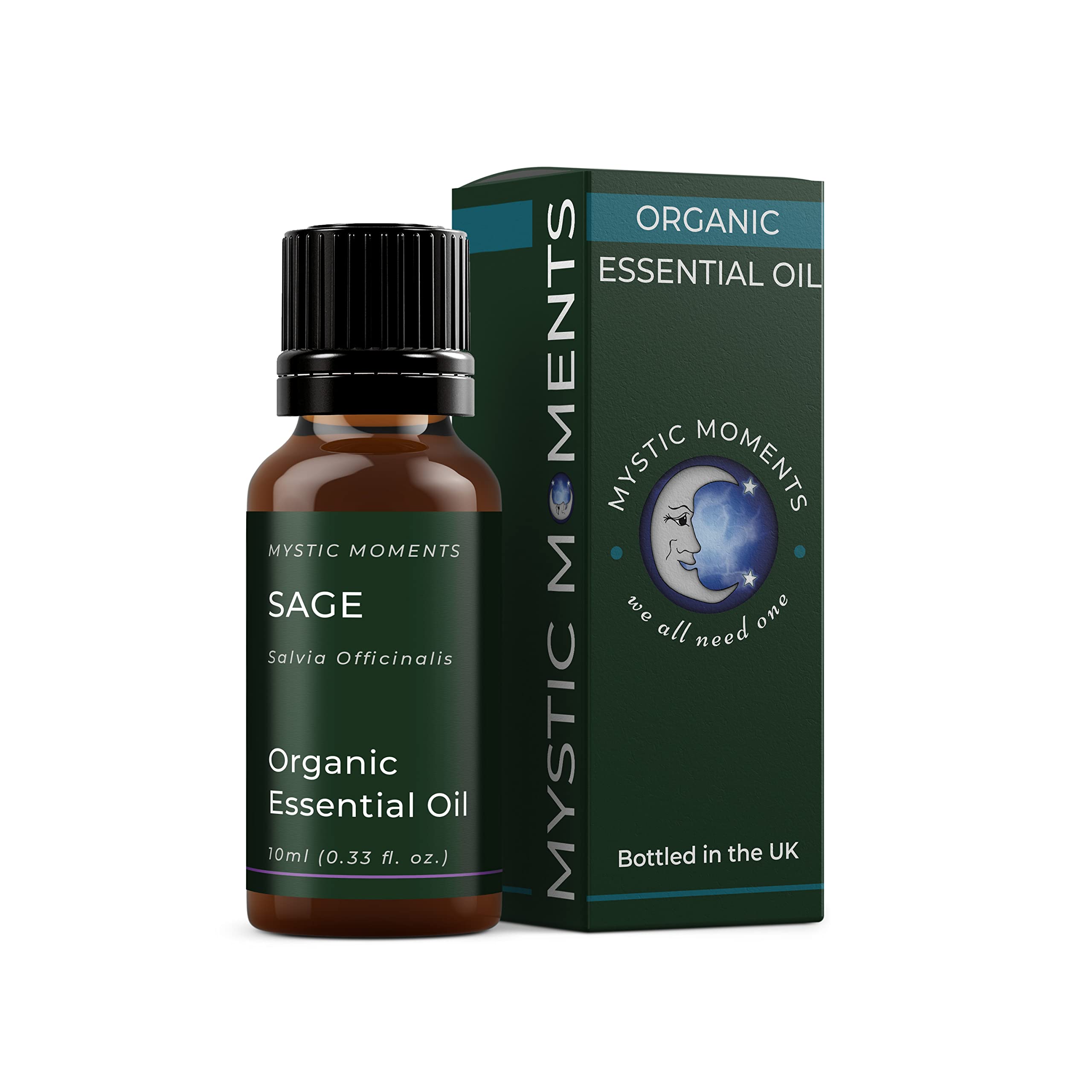 Mystic Moments | Organic Sage Essential Oil 10ml - Pure & Natural Oil for Diffusers, Aromatherapy & Massage Blends Vegan GMO Free