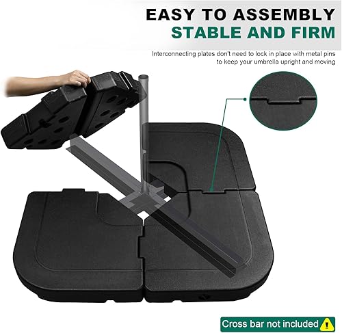 Miniatura 3 de SZHLUX 4 piezas de 185 libras de capacidad de alta resistencia voladiza Offset Base de sombrilla de patio, base cuadrada resistente al viento para
