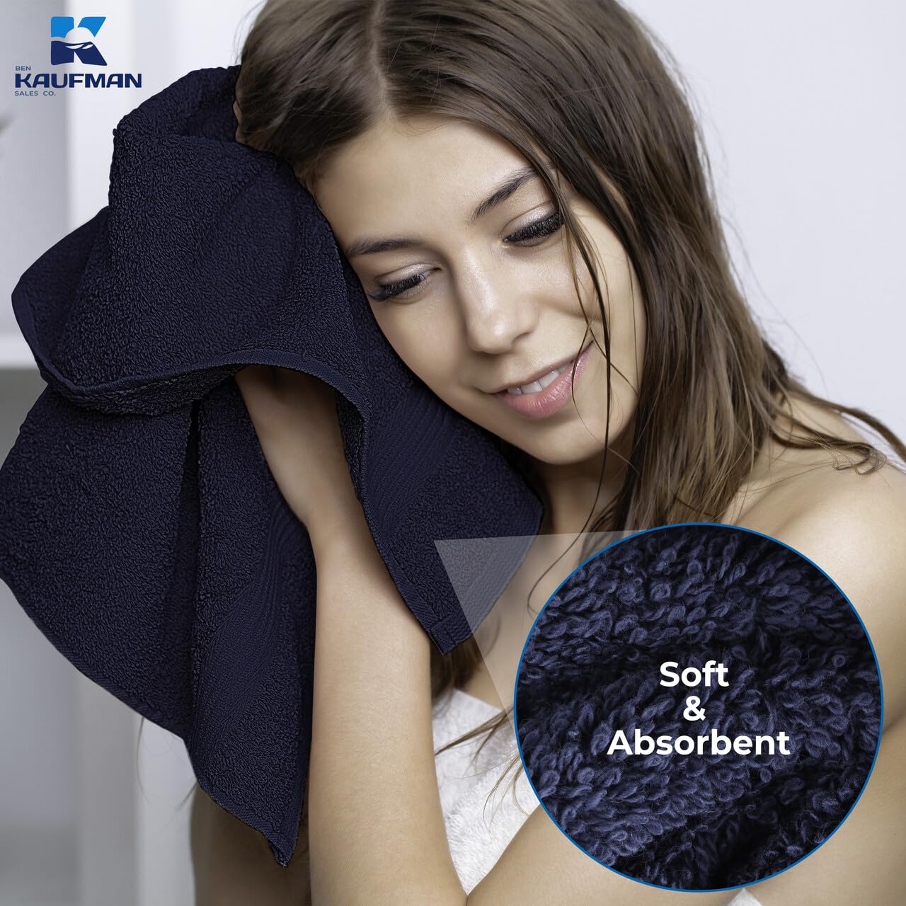 Kaufman Toallas de lujo 100% algodón, juego de 6 toallas de baño, 2 toallas de baño, 2 toallas de mano, 2 paños de baño, juego de toallas de baño suaves y absorbentes para baño