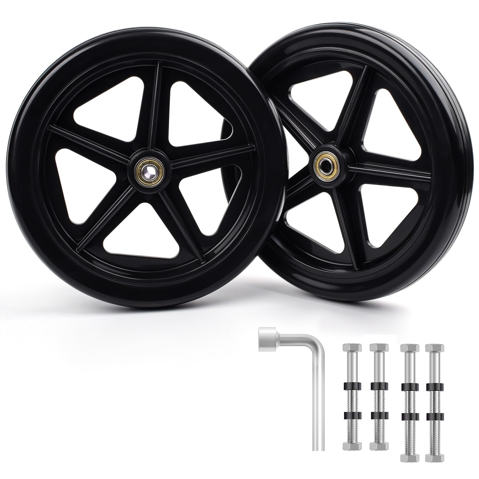 2Pcs 8 Inch Replacement Front Wheelchair Wheels for Wheelchairs