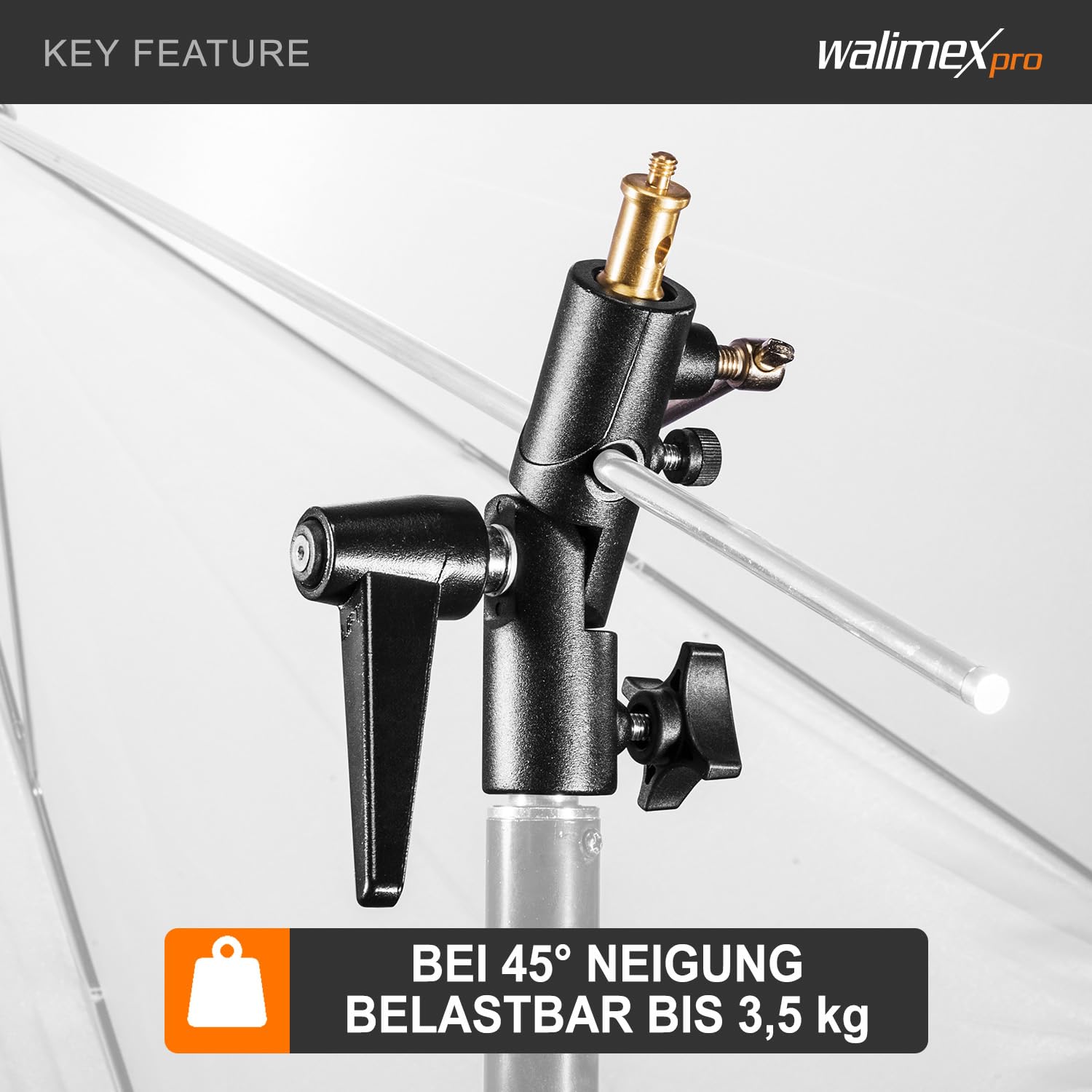 Walimex Pro Porte-Parapluie inclinable avec Fixation Spigot Noir
