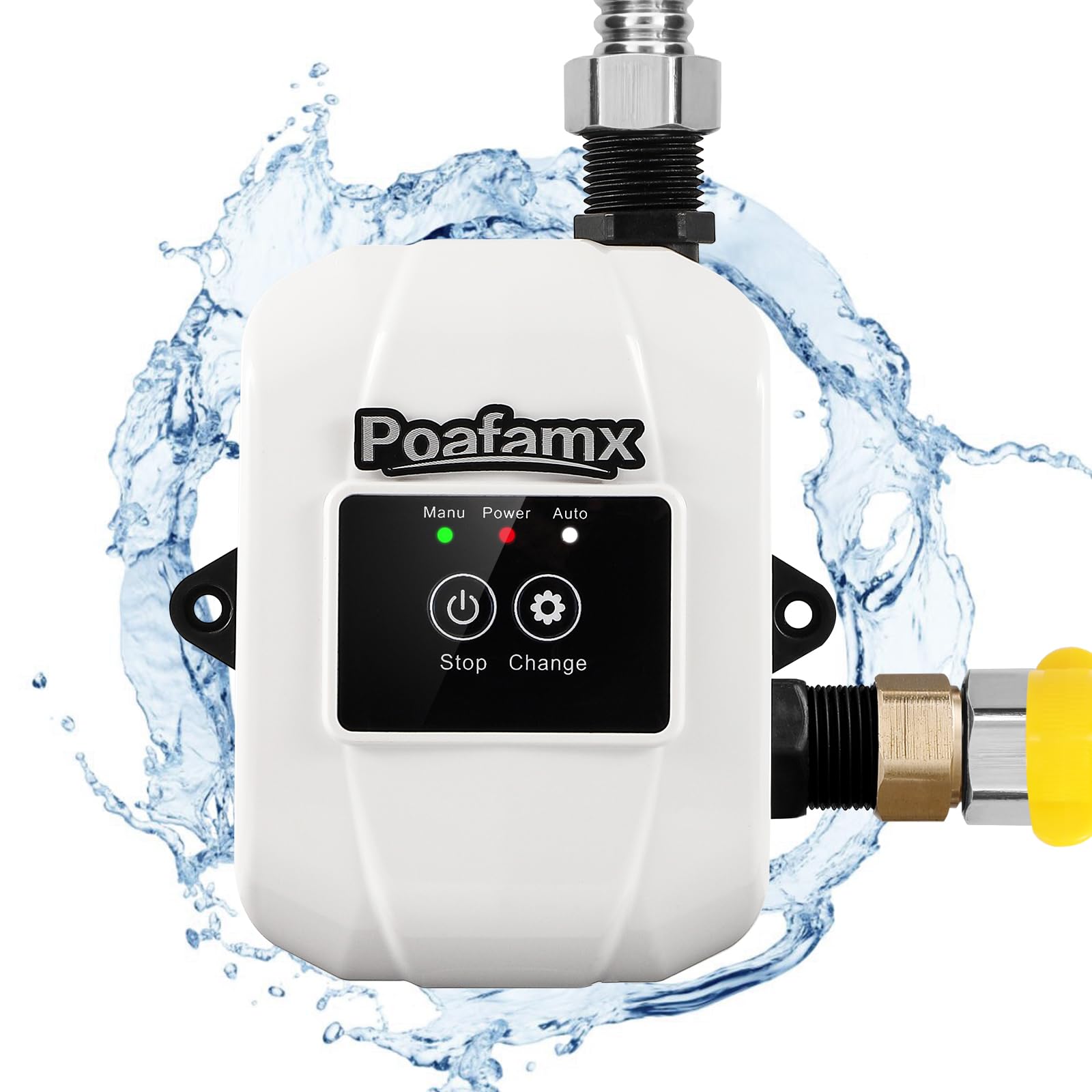 Poafamx 全自動ブースターポンプ 最大流量32L/min 最大揚高28ｍ 加圧ポンプ 高圧シャワーウォーターポンプ 小型パイプライン加圧水ポンプ 加圧ウォーターポンプ 家庭用自動水道水 給湯器 太陽エネルギー 低ノイズ