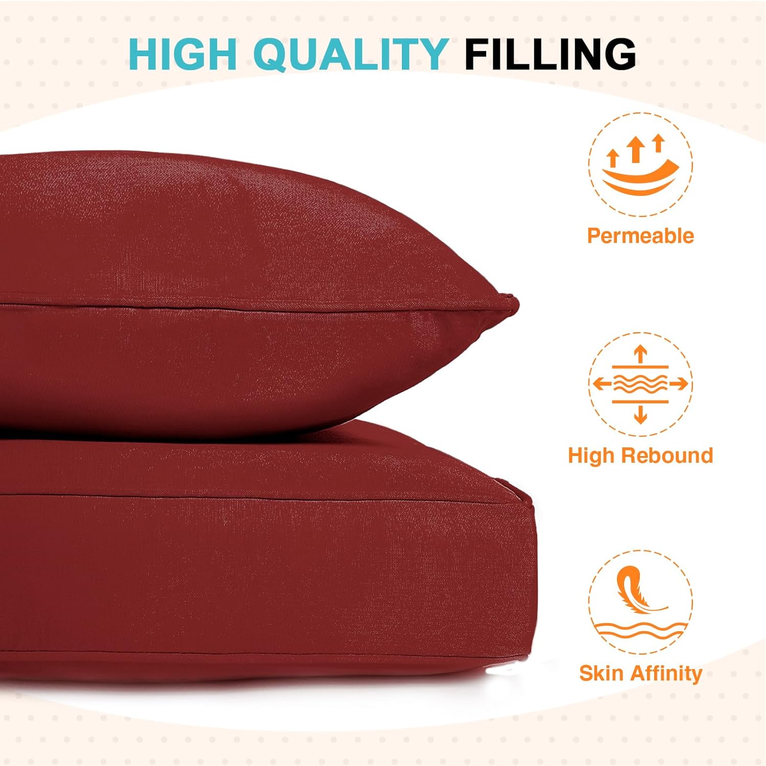 EAGLE PEAK Outdoor Deep Seat Patio Seat Cushion Set, 25 x 25 x 5 inch, 2-Piece Back Chair Cushion, Set of 1, Red