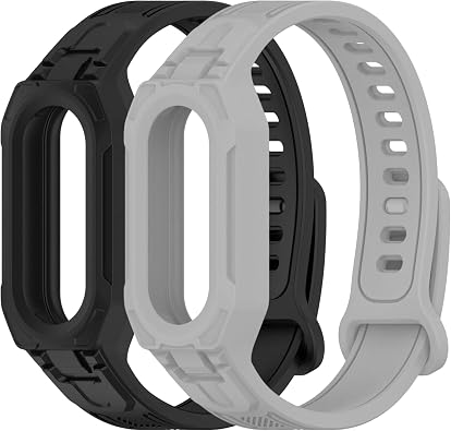 2 Pack Replacement Band Strap for Xiaomi Smart Band 10/9/8 | Rugged Rubber TPU, Full-Protective, Adjustable Wristband