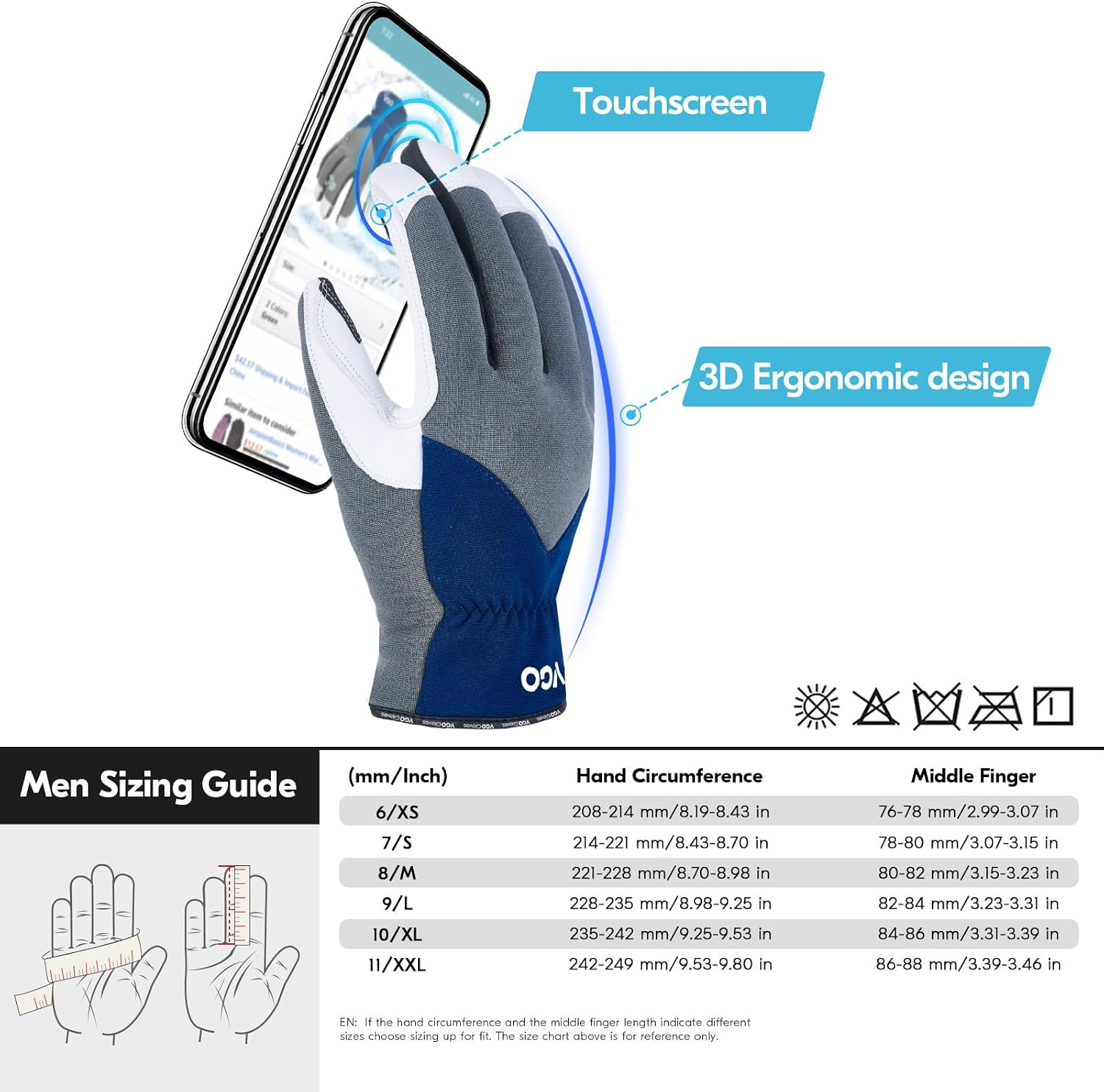 Vgo... 1Pair 0℃/32°F Winter Leather Work Gloves, Cold Weather Waterproof Safety Work Gloves,Cold Storage or Freezer Use,w/3M Thinsulate Lining(Size XL, Gray, GA7711FW)