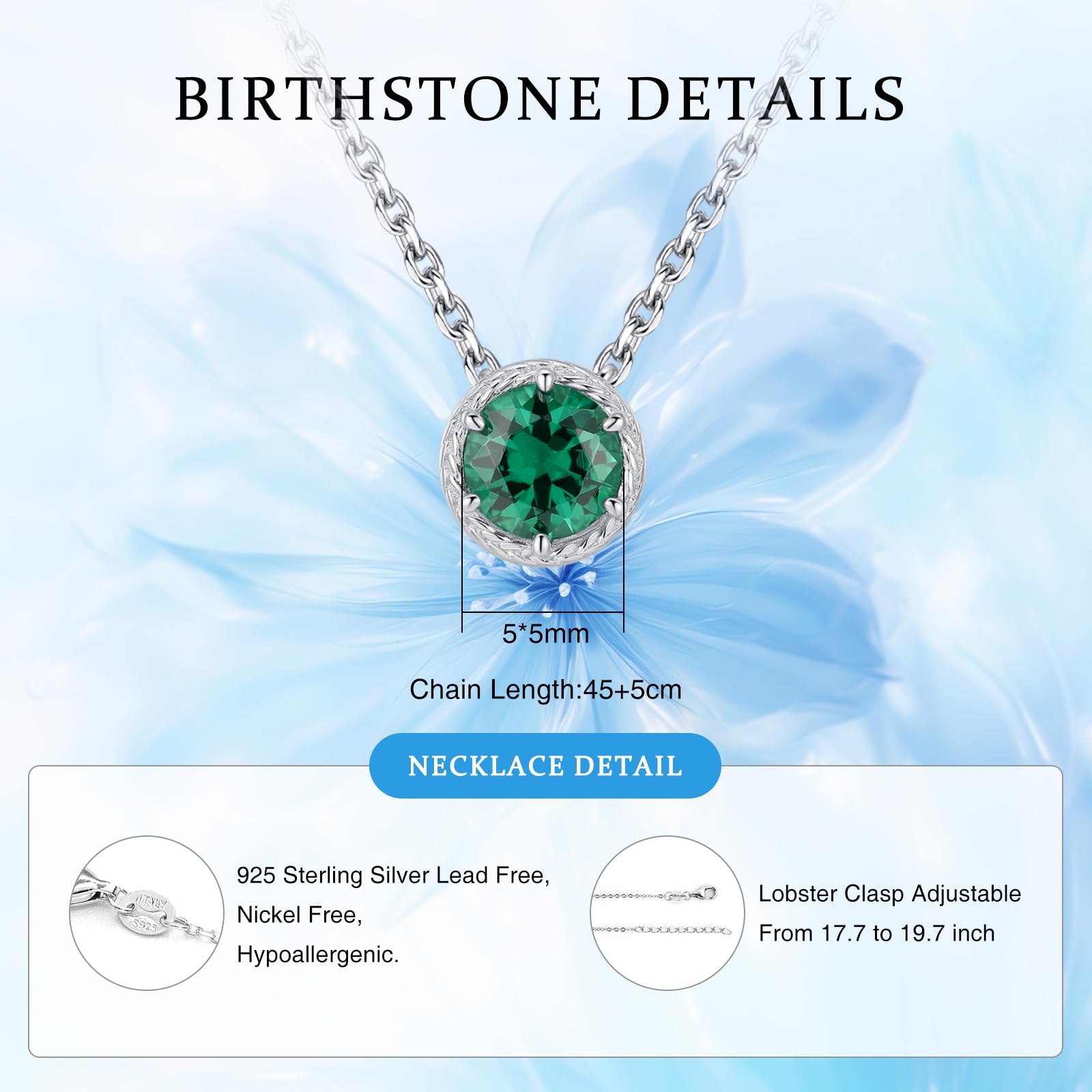 Collar Mujeres de Plata de Ley con Piedra Nacimiento Collar Colgante Solitario Redondo con 5A Circonita 12 Birthstone Joyas de Cristal Original Regalo de Cumpleaños para Mujeres Niñas Madre
