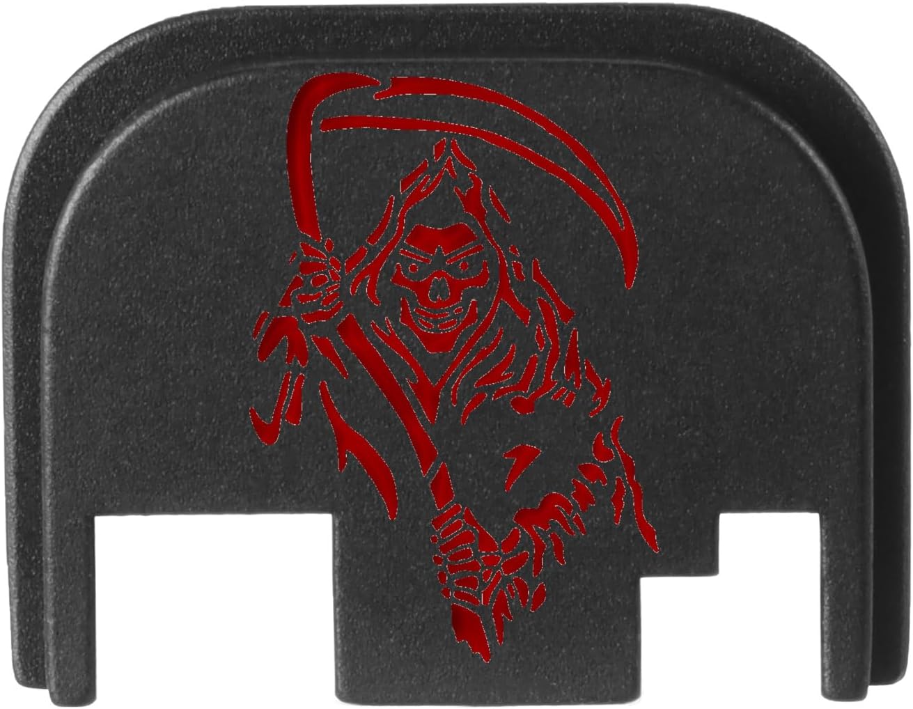 NDZ Performance Gen 1-4 Rear Slide Cover Plate for Glock 9mm .40 .357 .45 Black Aluminum with Color Filled Laser Engraved Skull Images - Choose Image & Color