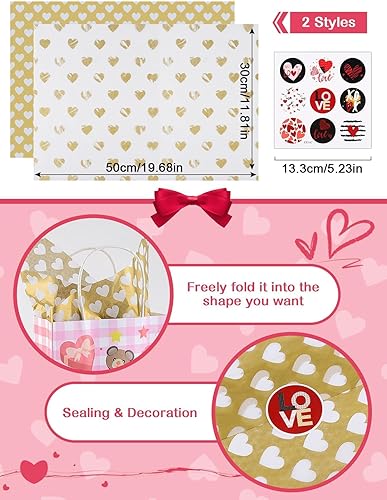 Miniatura 4 de Lanstics 36 bolsas de regalo para el día de San Valentín, bolsas de papel de San Valentín, bolsas de regalo de papel de San Valentín a granel con 40