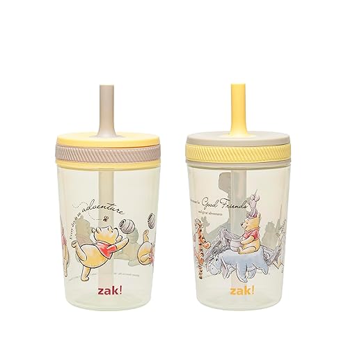 Zak Designs Disney Winnie the Pooh Kelso Toddler Cups For Travel or At Home, 15oz 2-Pack Durable Plastic Sippy Cups With Leak-Proof Design is Perfect For Kids (Winnie the Pooh & Friends) - Disney Winnie the Pooh - 15 Ounces - Drinkware