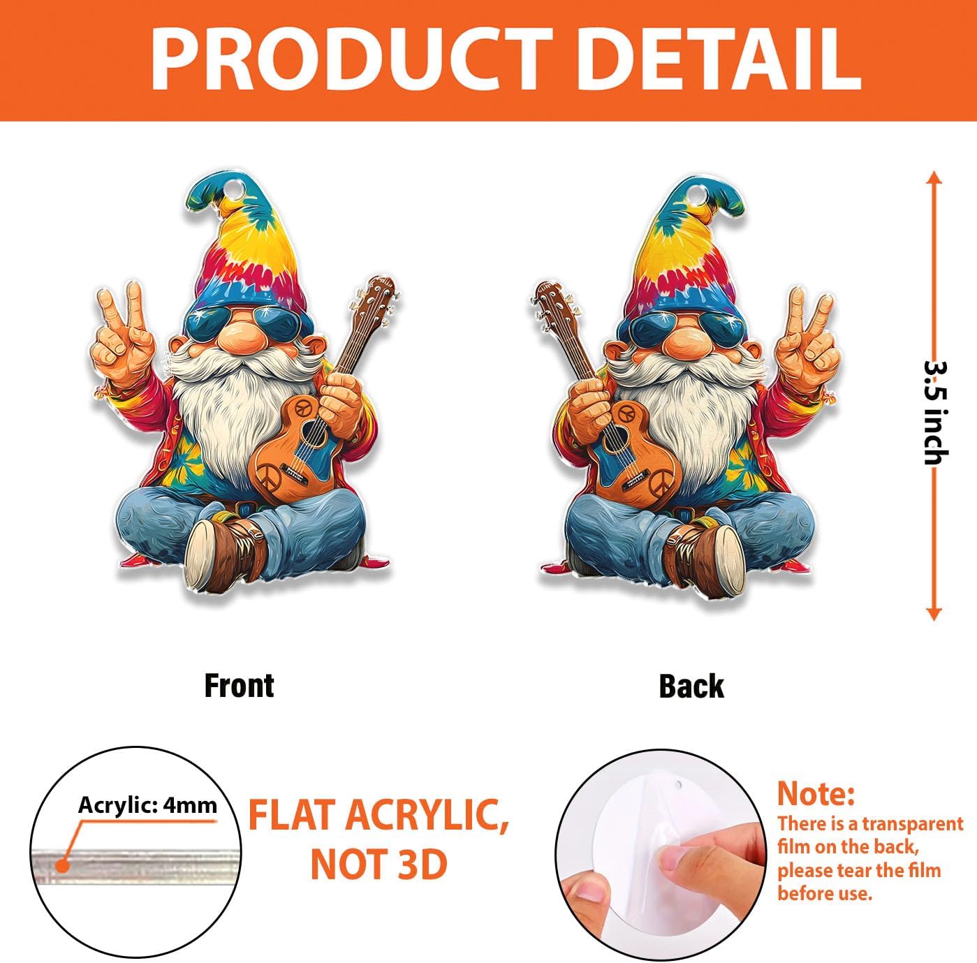 Funny Hippie Gnome Christmas Ornament, Gnomes Decoration, Hippie Gifts for Women, Men, Peace Sign Ornaments for Boho Home Decor, Positive Energy Gifts for Dad, Grandpa, Son, Brother image 5