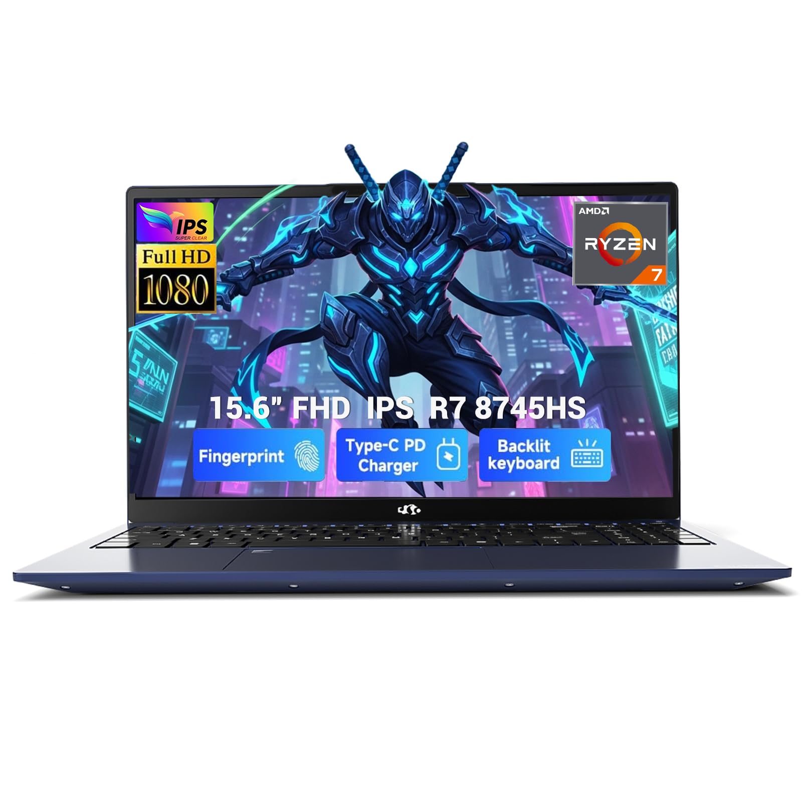 NIMO 15.6" IPS FHD Light-Gaming-Laptop, AMD Ryzen 7 8745HS 16GB DDR5 RAM 1TB SSD (8C/16T, up to 4.9 GHz Beat R9 7940HS) Radeon 780M GPU 100W Type-C