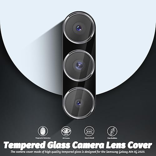Miniatura 5 de Orzero Paquete de 4 protectores de lente de cámara compatible con Samsung Galaxy A54 5G, protector de vidrio templado de 9 durezas HD, antiarañazos,