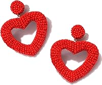 Handmade Beaded Heart Valentine's Day Earrings for Women - XOXO Drop Dangle Jewelry Gifts