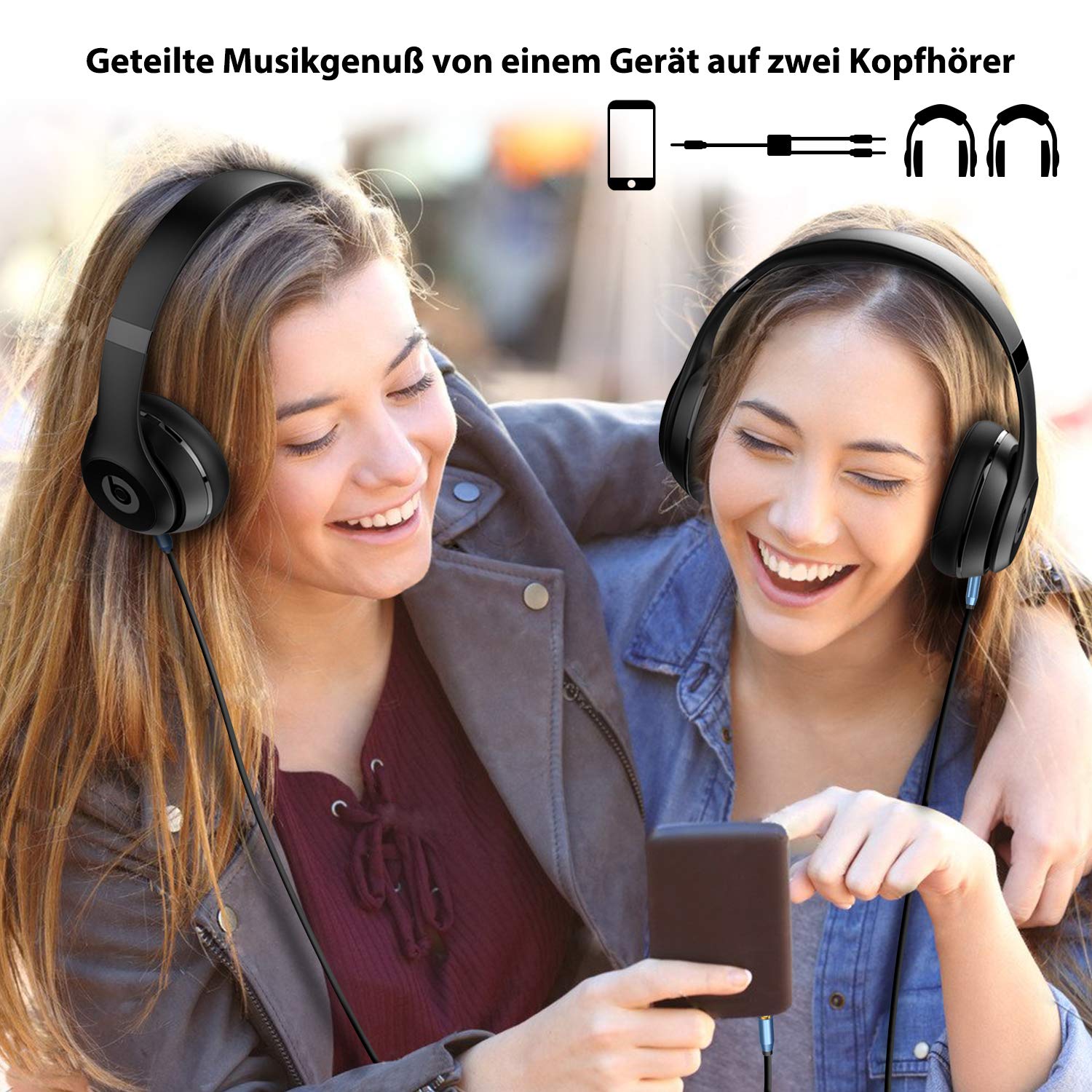 MillSO Rozdzielacz audio jack Y adapter 3,5 mm wtyczka na 2 x 3,5 mm wtyk z pozłacanymi stykami Audio Aux Splitter do telefonu komórkowego, PC, głośników i słuchawek -2,4 m