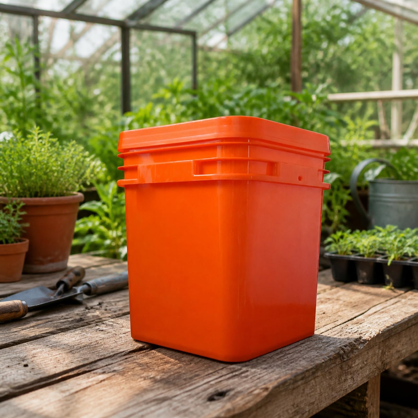Auslaufsich eckig, Orange, 25 Liter