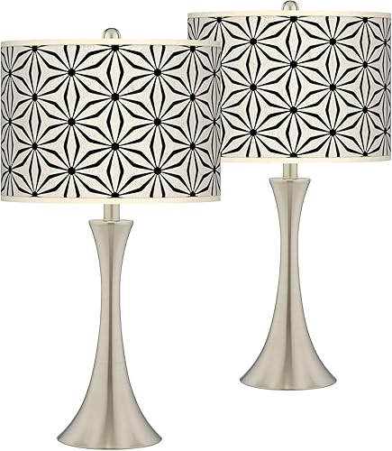 Miniatura 2 de Kaleidoscope Flowers Trish - Juego de 2 lámparas de mesa táctiles de níquel cepillado con pantalla de impresión