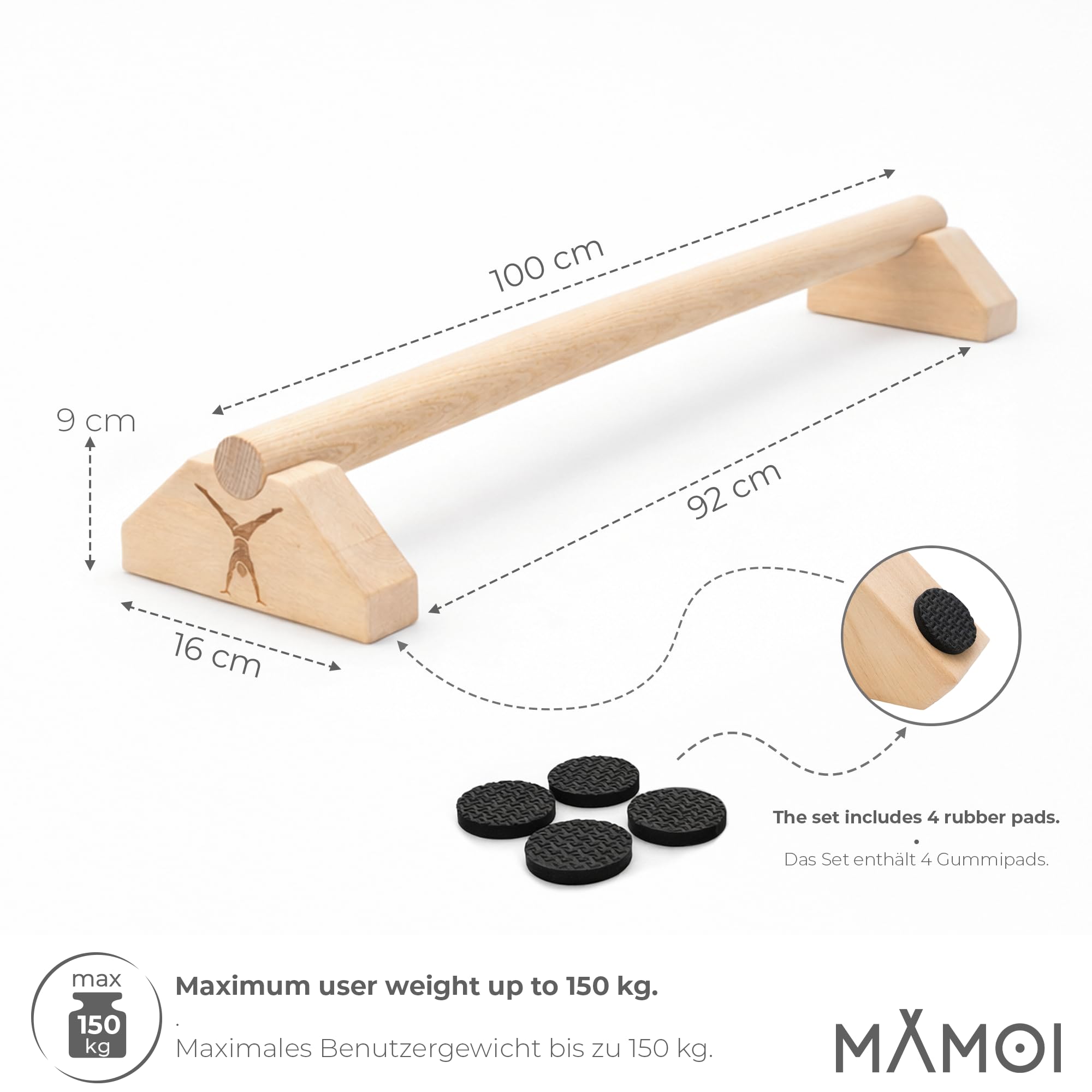 MAMOI® Parallettes zum Trainieren, Calisthenics, Liegestützgriffe, Fitness, Trainingsbarren, stabil rutschfest, Trainingsgerät für Übungen zu Hause und im Fitnessstudio