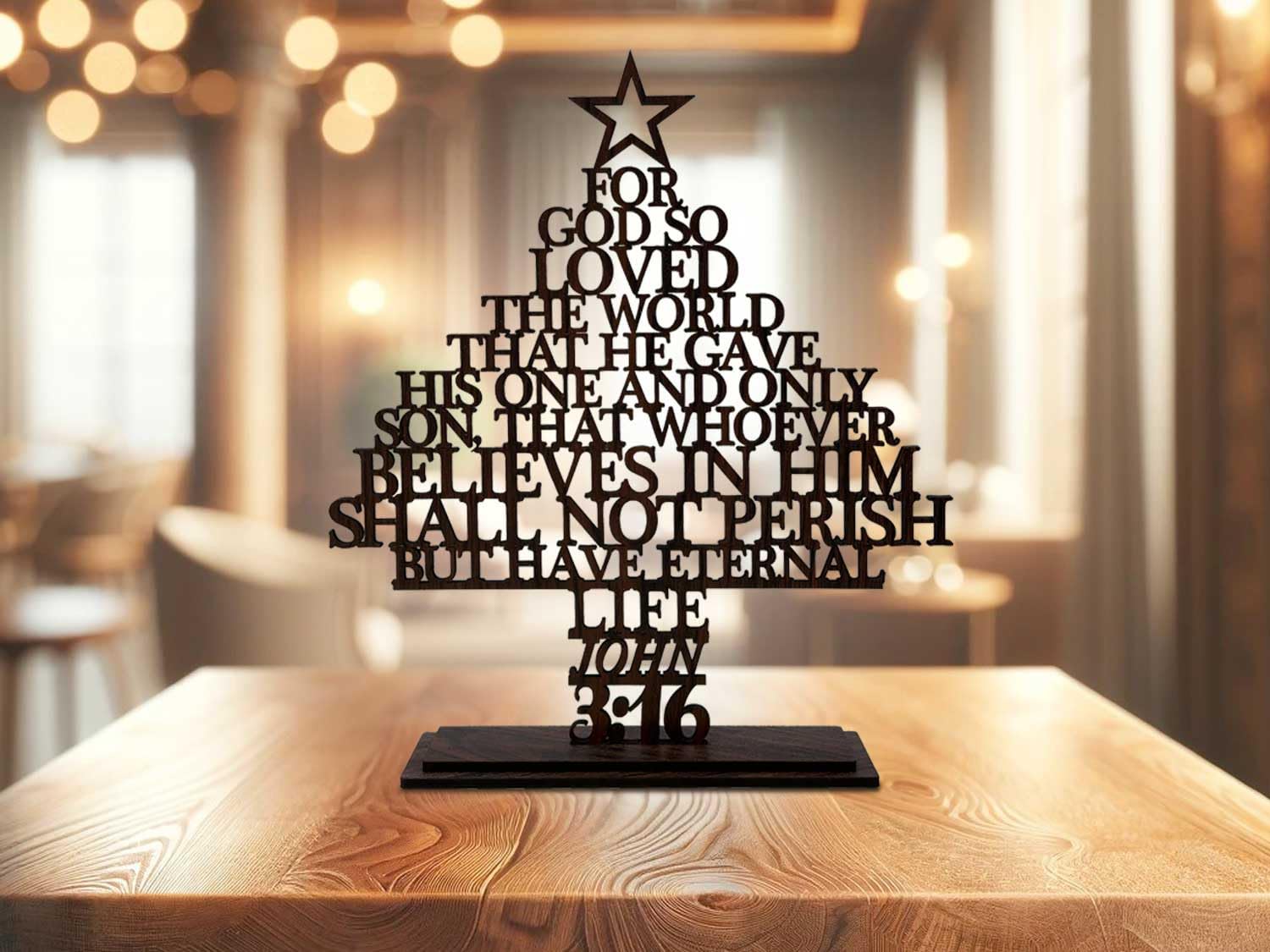Incredible Gifts India Wooden Christmas Tree with Bible Verse for Christmas Eve Decorations (14x12 Inches)