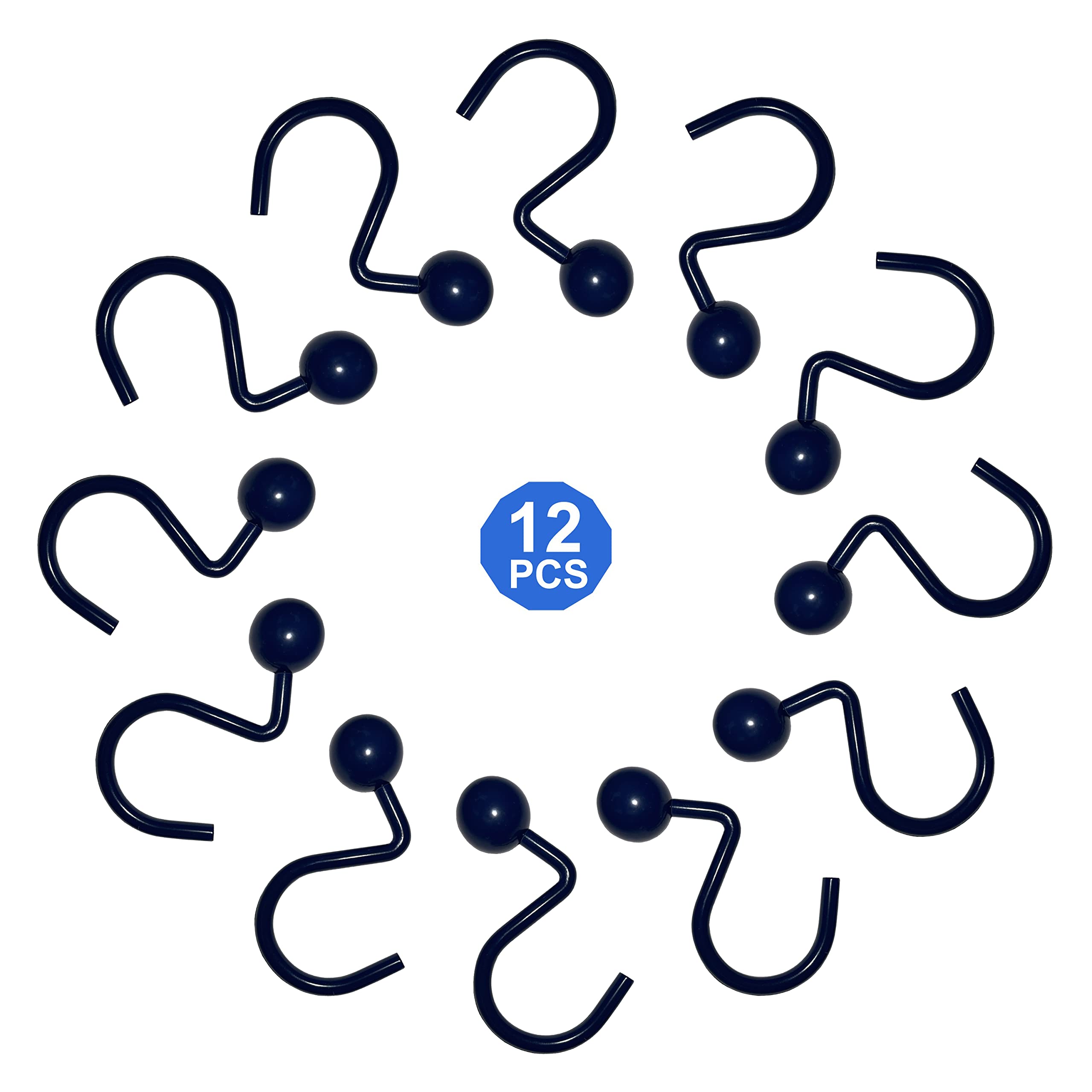 Popular Bath Ball Matte Navy Metal Shower Curtain Hooks