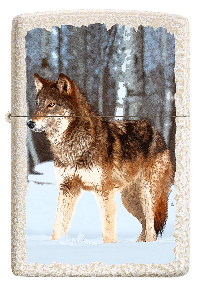 Zippo Lighter Casino Wolf Howling Moon Design Chrome Finish Made in USA K18 A19
