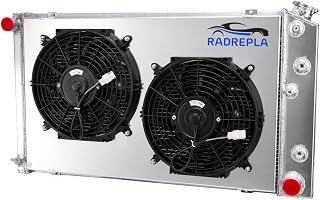 RADREPLA CU161 Aluminum Radiator for 1966-1990 Chevy Caprice C20/El Camino Impala Radiador 3 Row Crossflow Radiators Shrou...