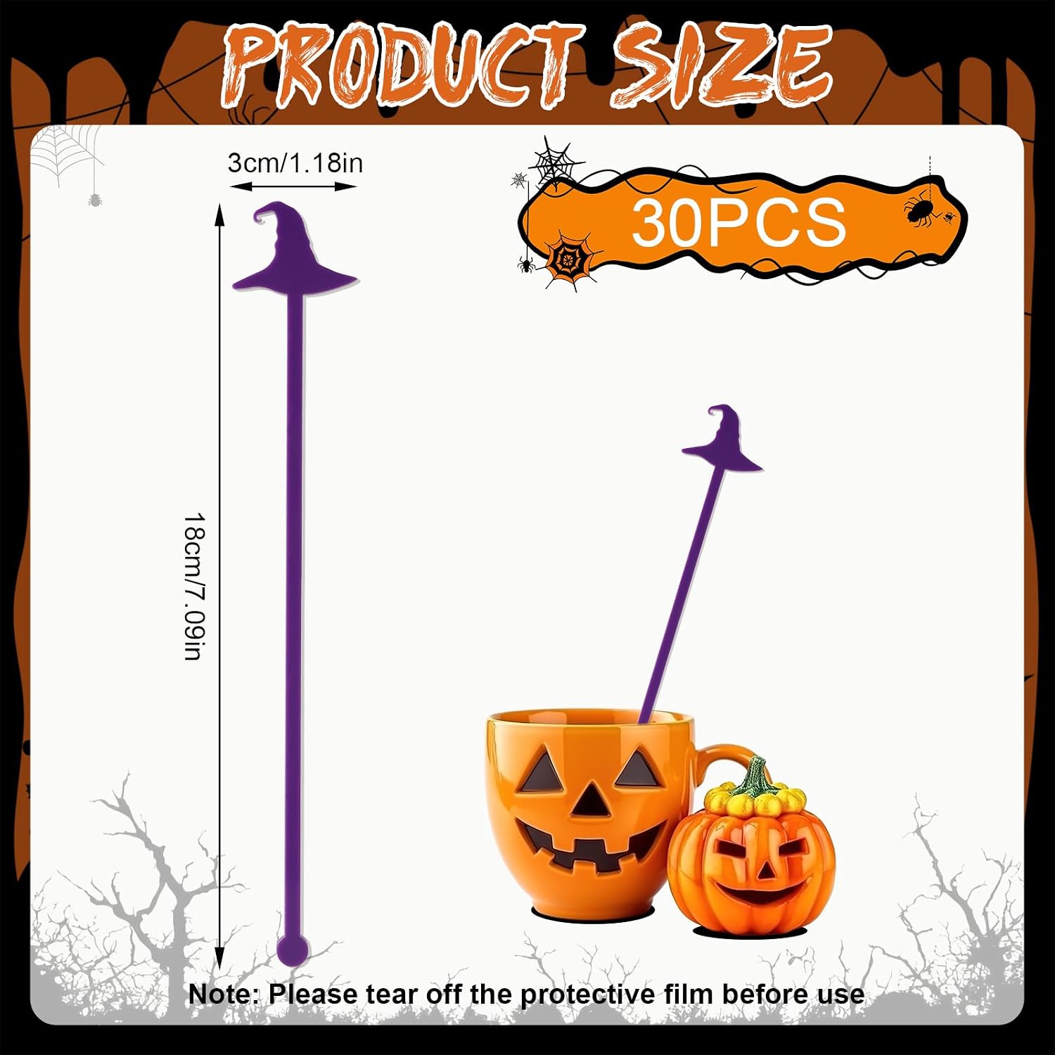 Lyreh 30pcs Halloween Swizzle Sticks Stirrers Picks Toothpicks