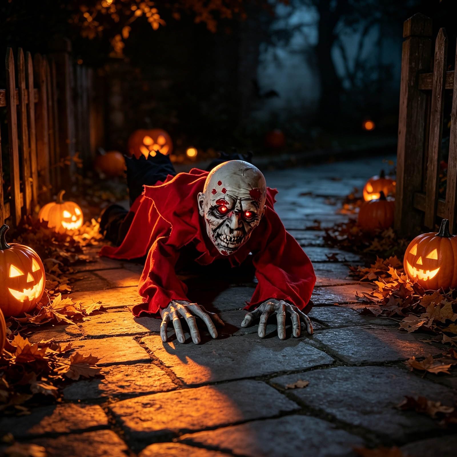 Decoración de patio con ojos brillantes activados por voz para Halloween