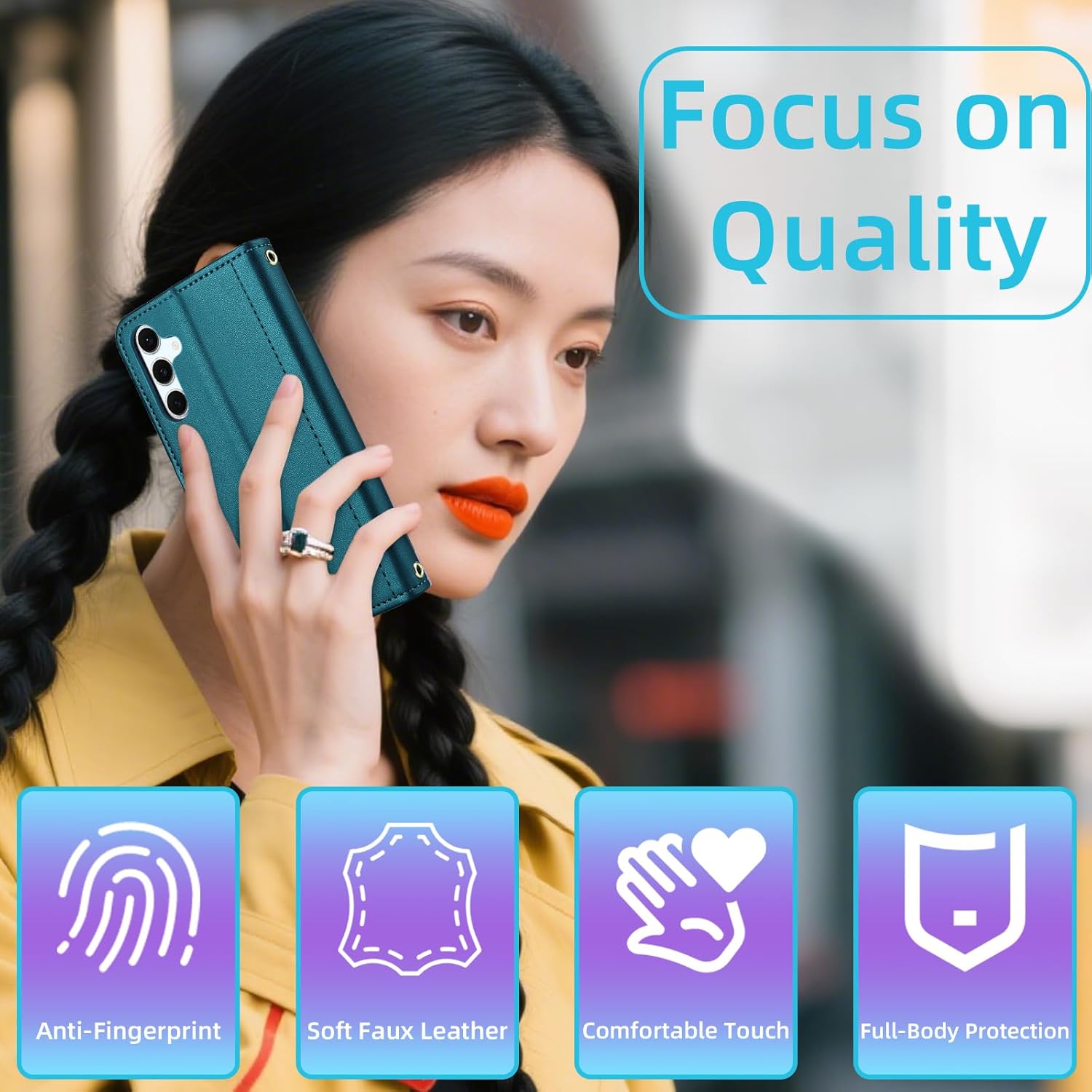 Furiet Argyle Wallet Case for Samsung Galaxy S24/S25 5G with Wrist Strap Shoulder Strap, Card Slots Folio Purse, Luxury PU Leather Stand Accessories Phone Cover for S 24 24S 25 25S G5 Women Men Green - Image 7