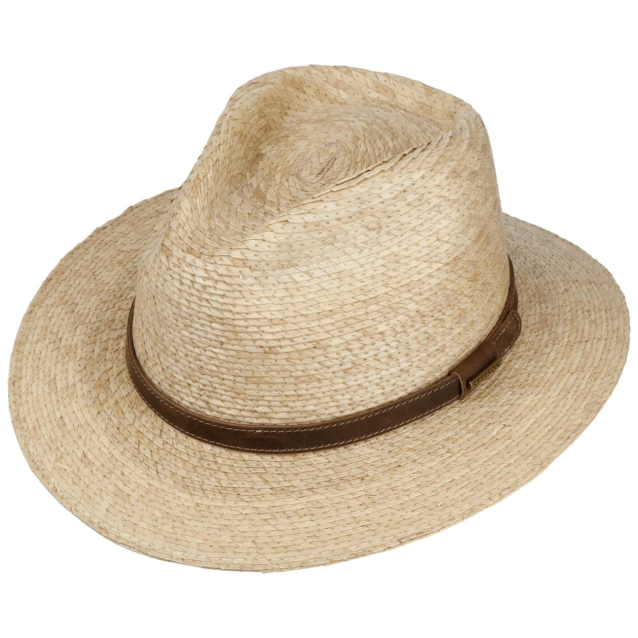 Stetson Dalespring - Sombrero para viajero, con paja de protección UV UPF 40, banda de piel para hombre, primavera y verano