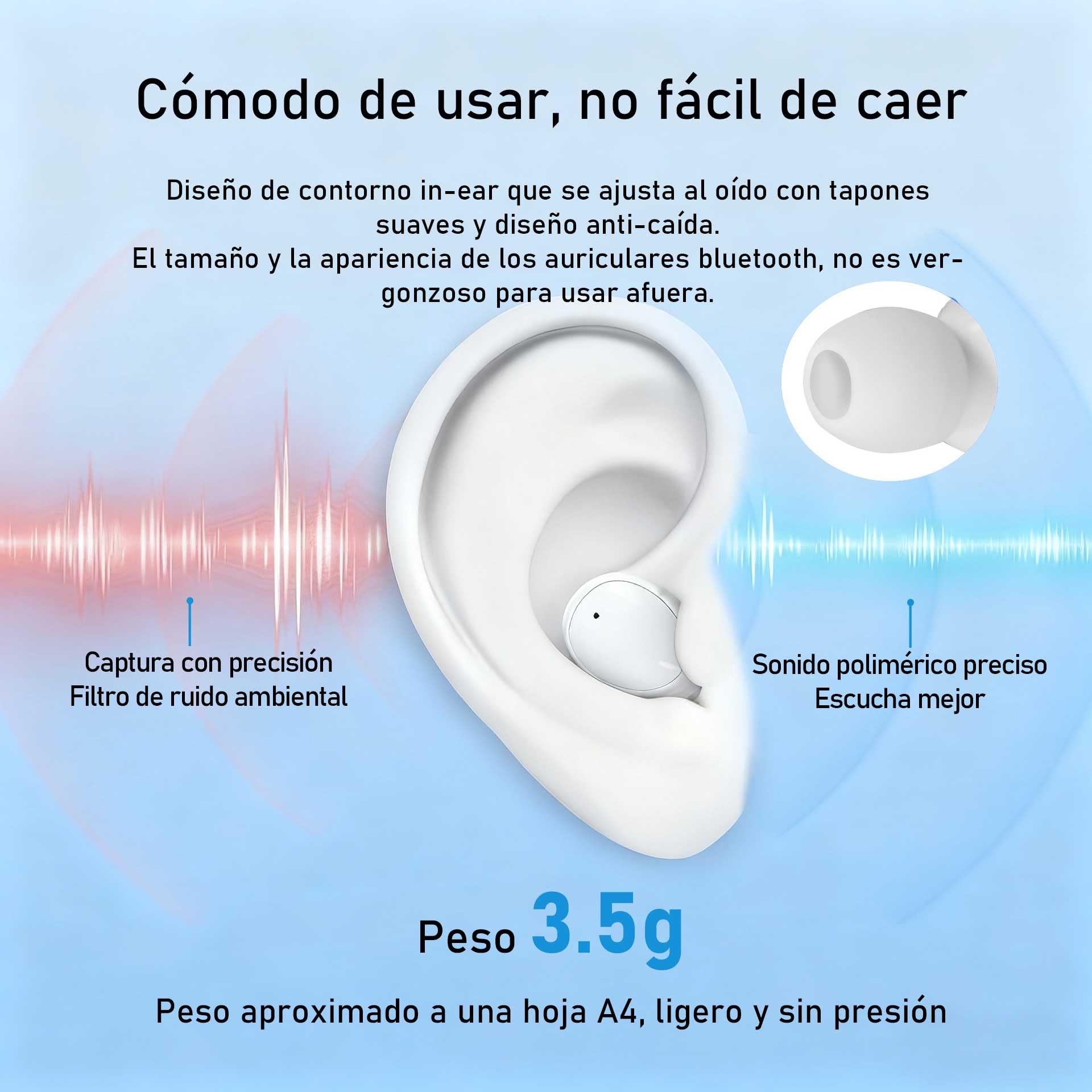 Auriculares con Mejora de Calidad de Audio: Aumentan la claridad de la Voz Humana, reducen el Ruido Ambiental y la Estuche Carga los Auriculares(Negro)