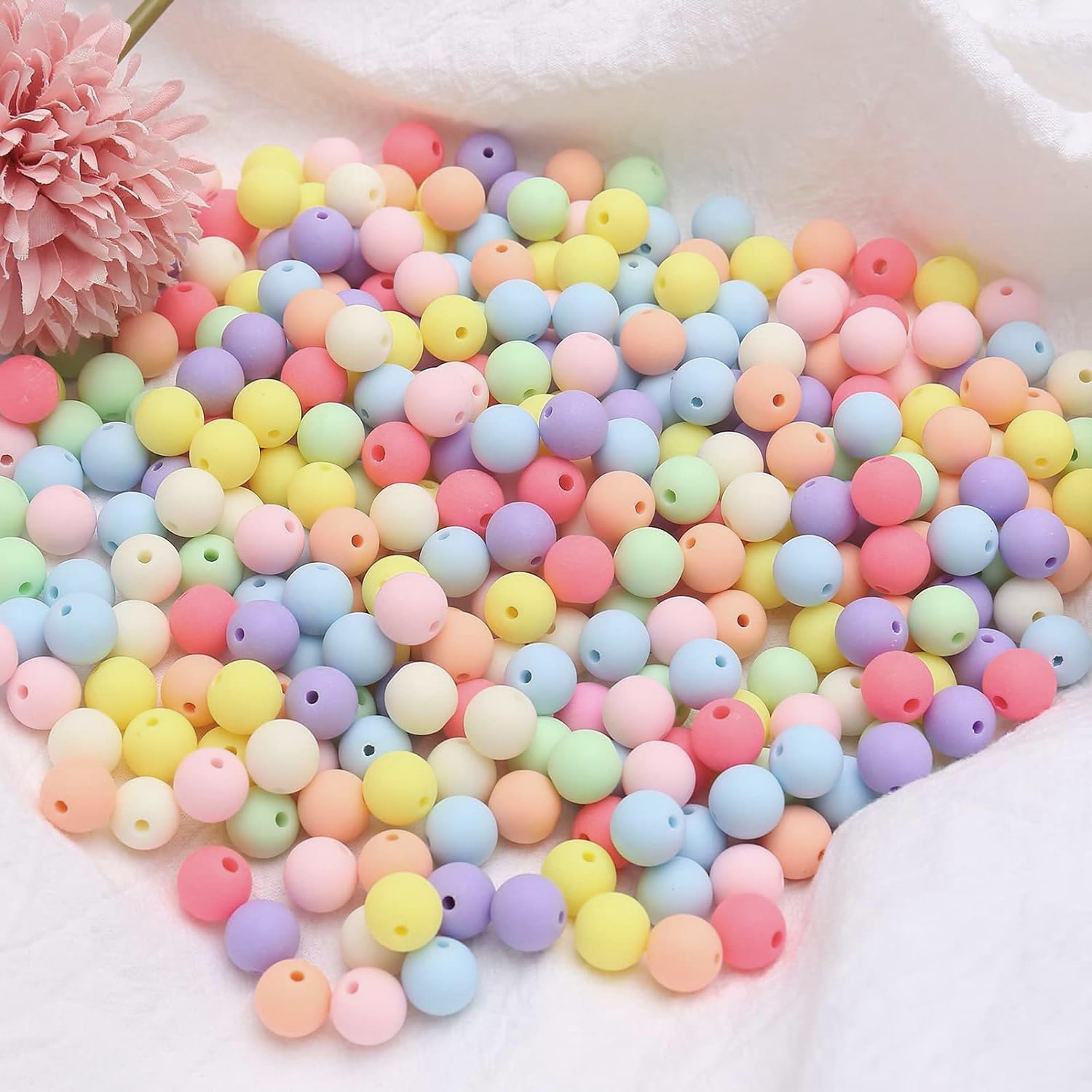 6mm Assorted Coloured Round Matte Acrylic Beads - 1500 Pcs for Bracelet & Necklace Making - Transparent Storage Box