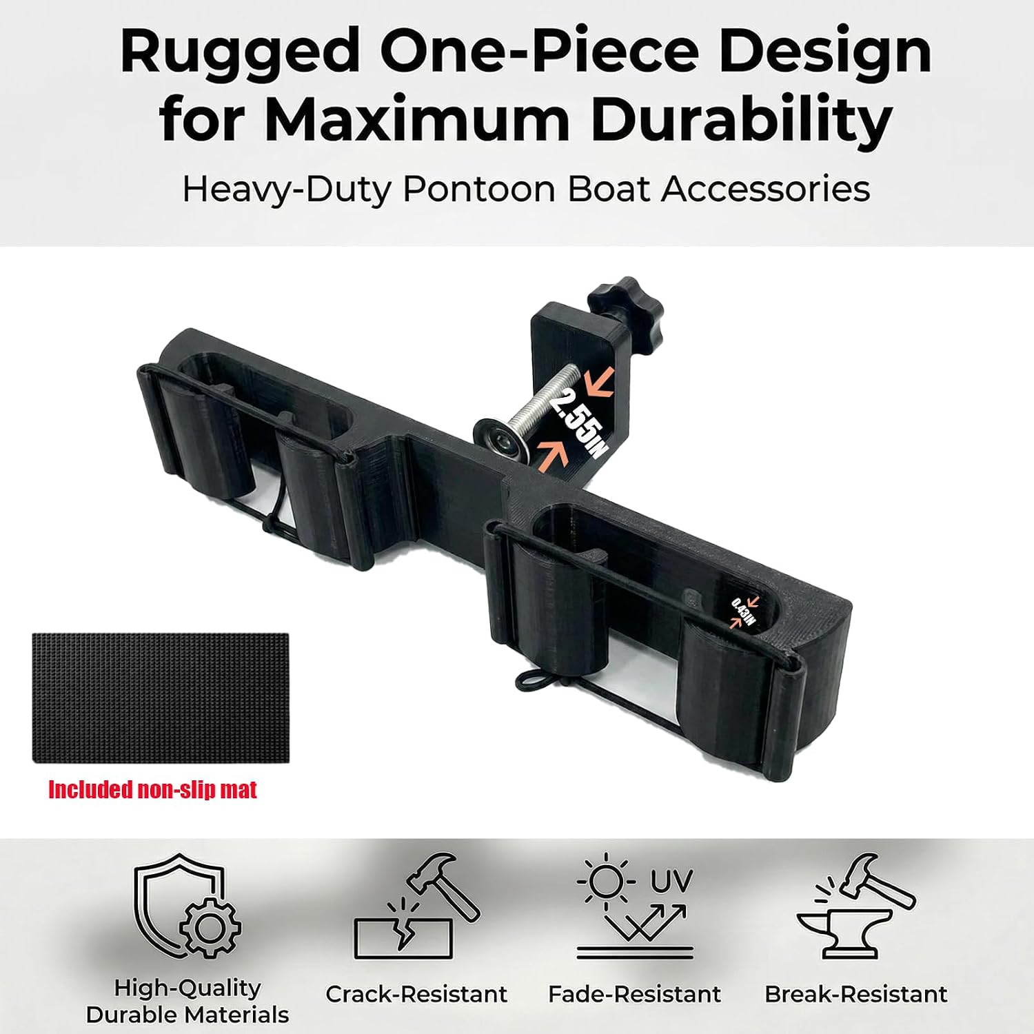 Pontoon Rod Holders for Square Rail,Heavy Duty Pontoon Boat Accessories image 3